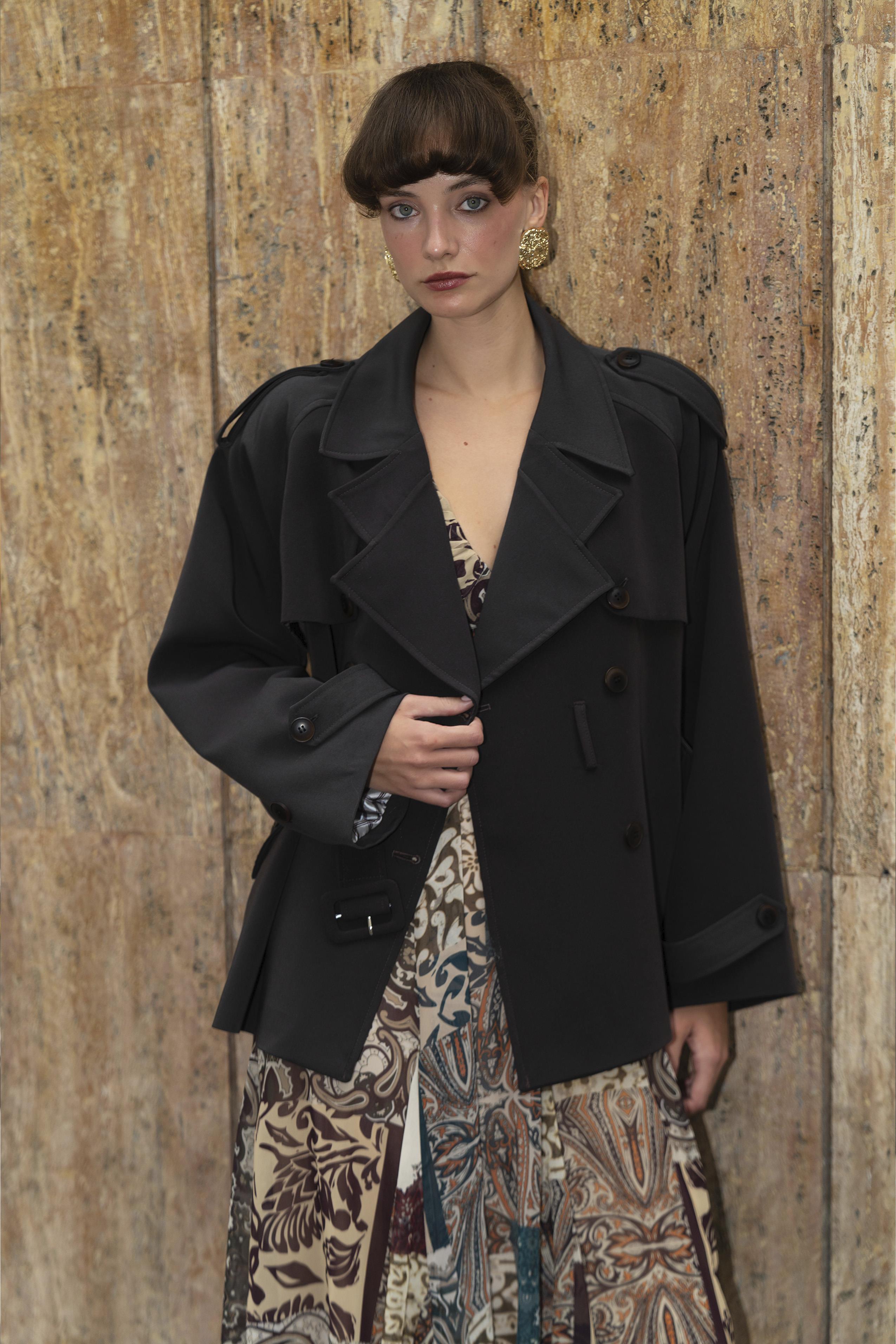 9587 ARA YAKALI TRENÇ KOYU KAHVE