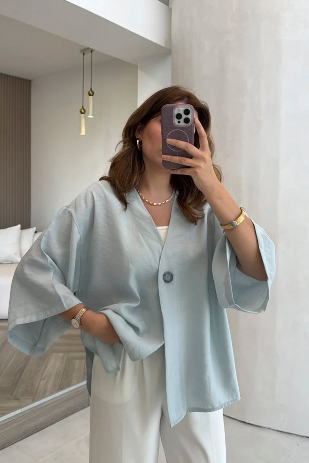 4961 ÖNDEN BAĞLAMALI BLUZ BEBE MAVİ