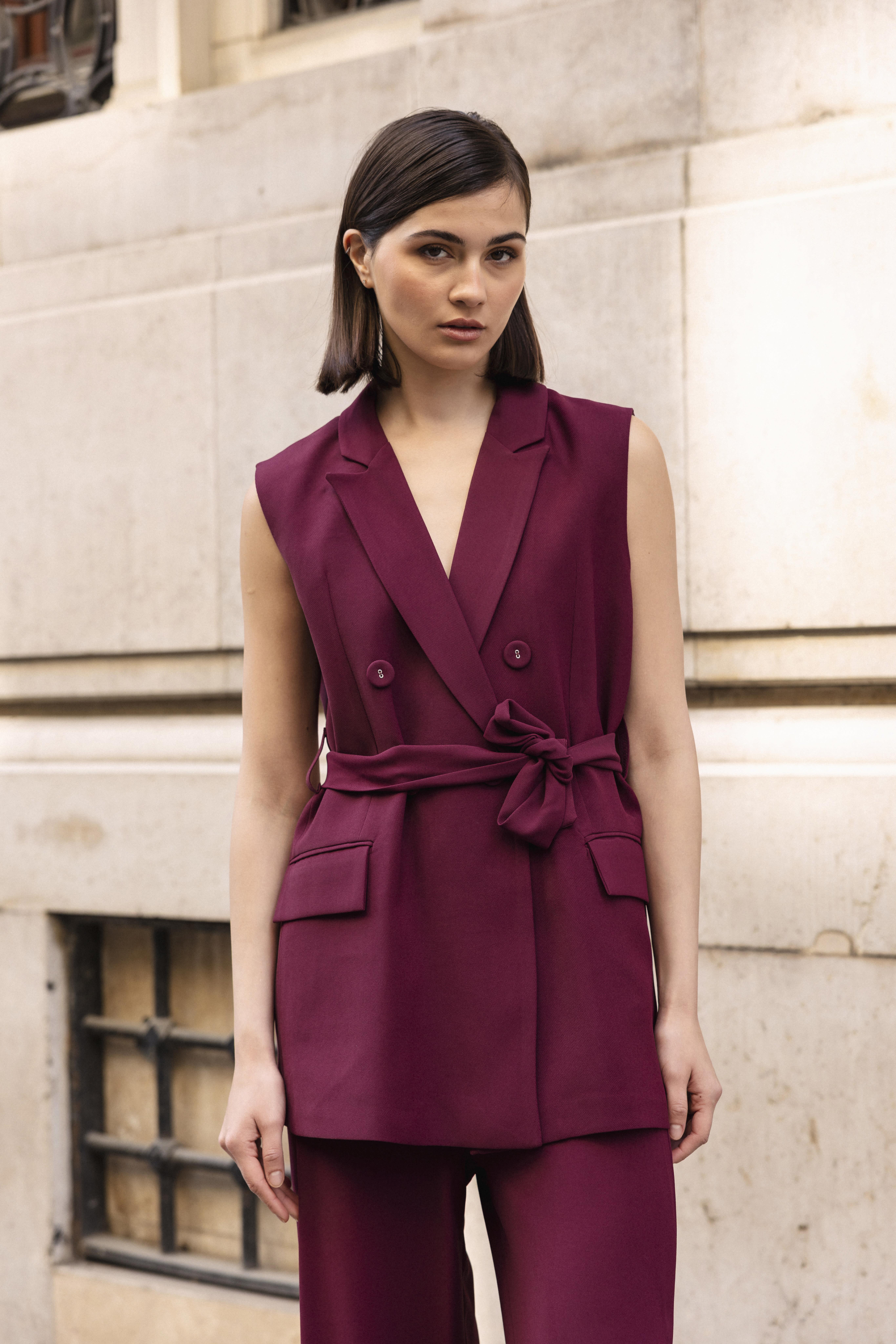 9413 YELEK PANTOLON TAKIM BORDO