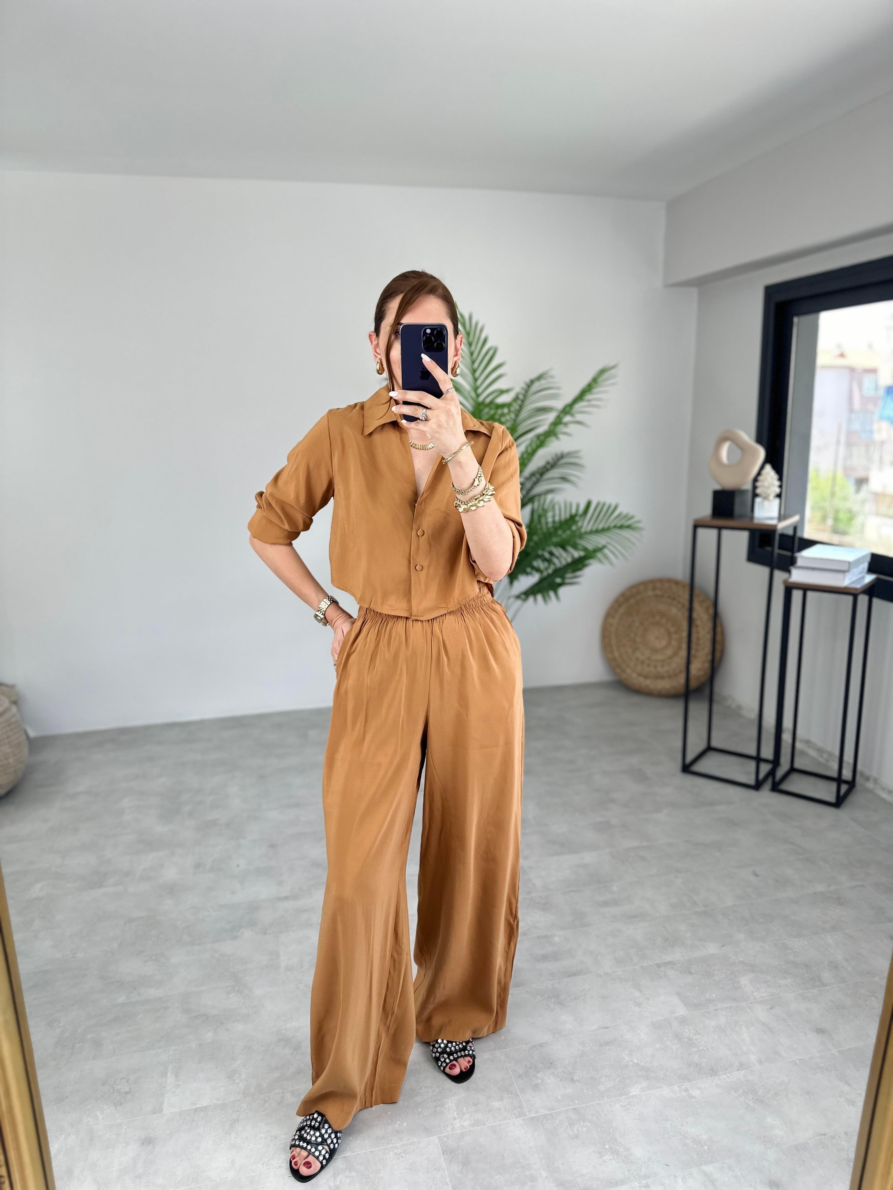 50960 GÖMLEK PANTOLON TAKIM CAMEL