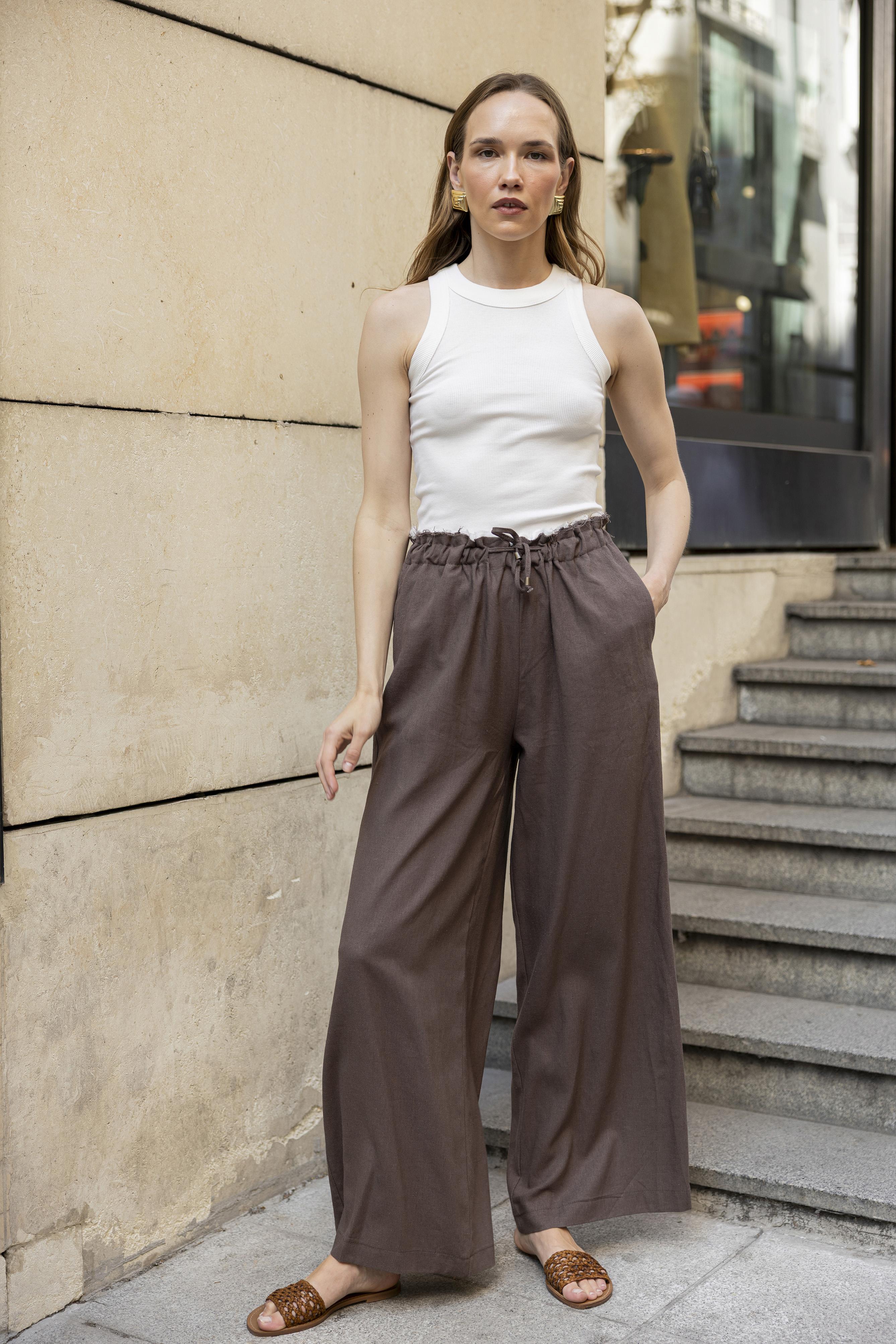 51176 KETEN PANTOLON KAHVE