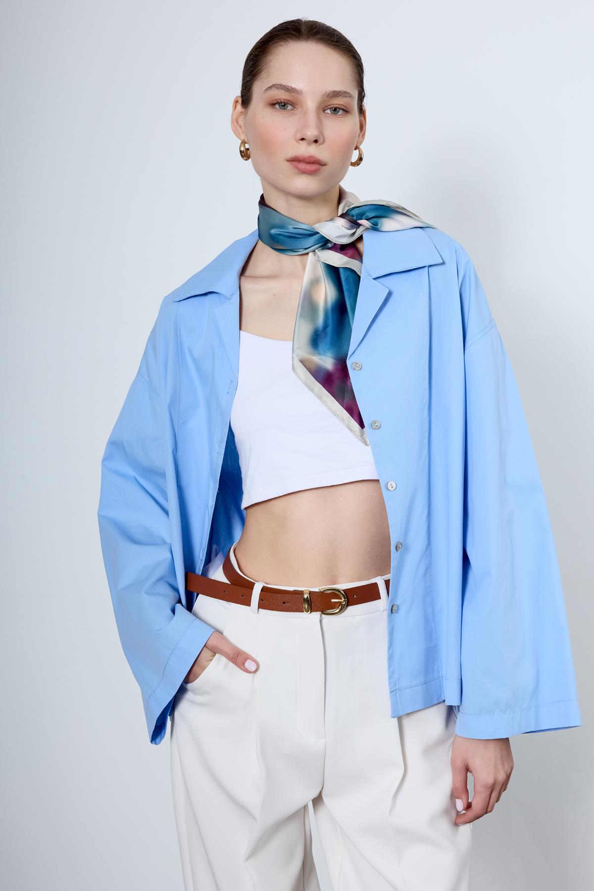 4952 OVERSIZE GÖMLEK BEBE MAVİ