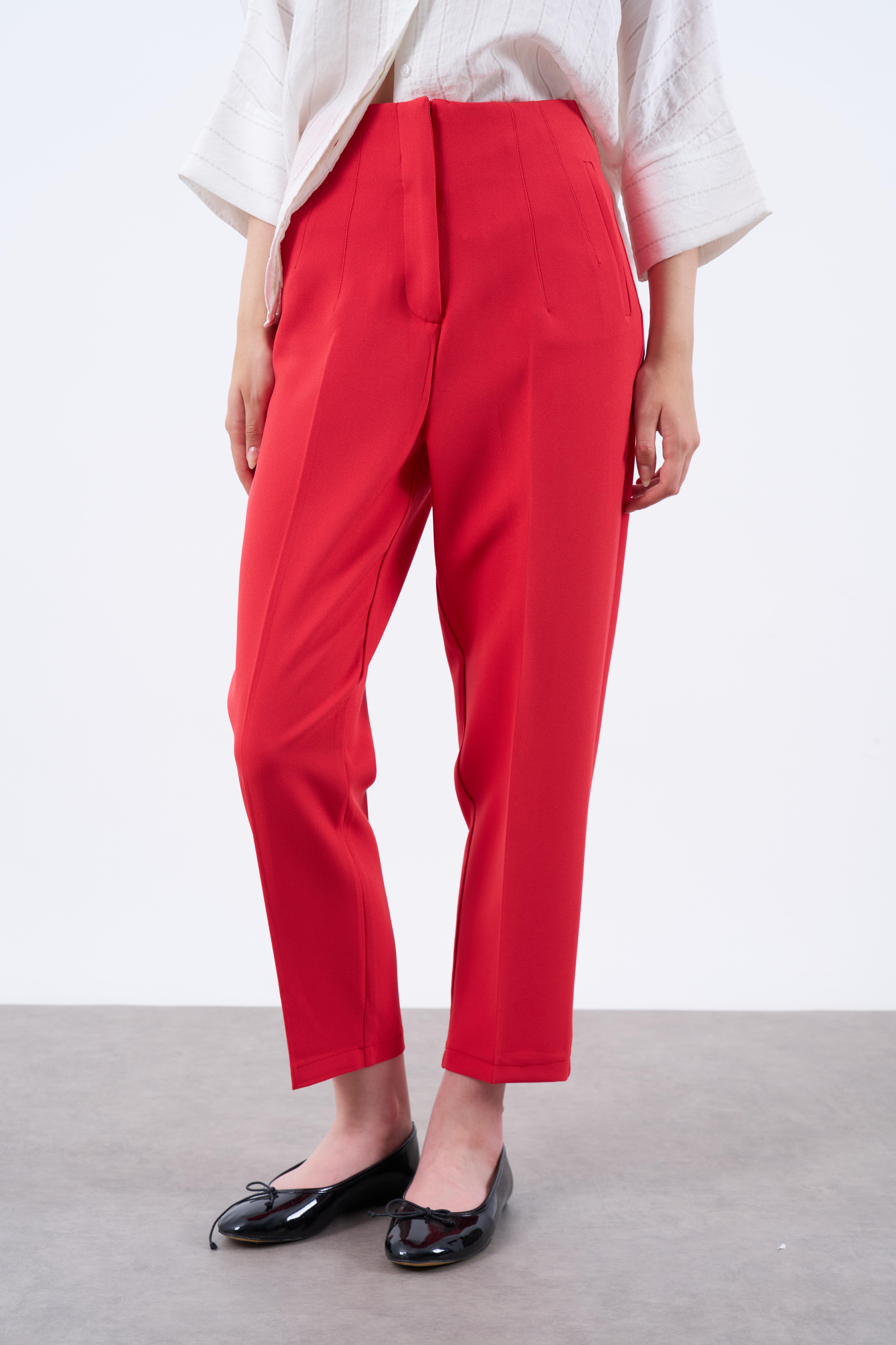 50109 PENSLİ HAVUÇ PANTOLON KIRMIZI