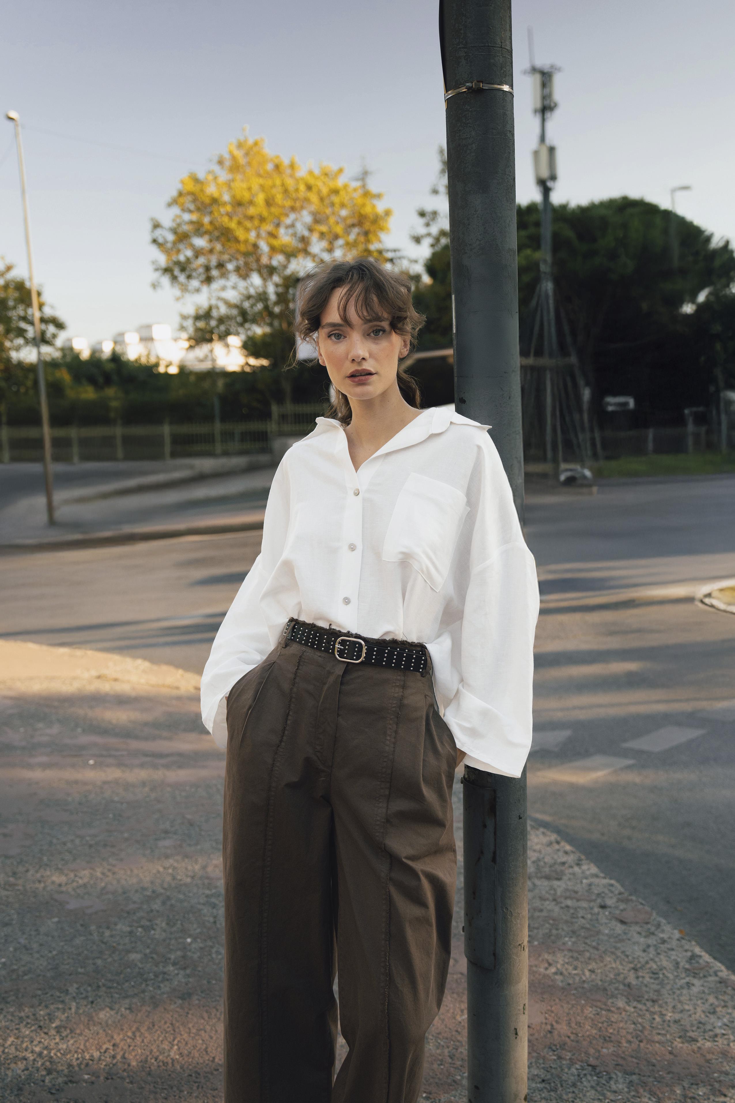 51208 KEMERLİ PANTOLON KAHVE