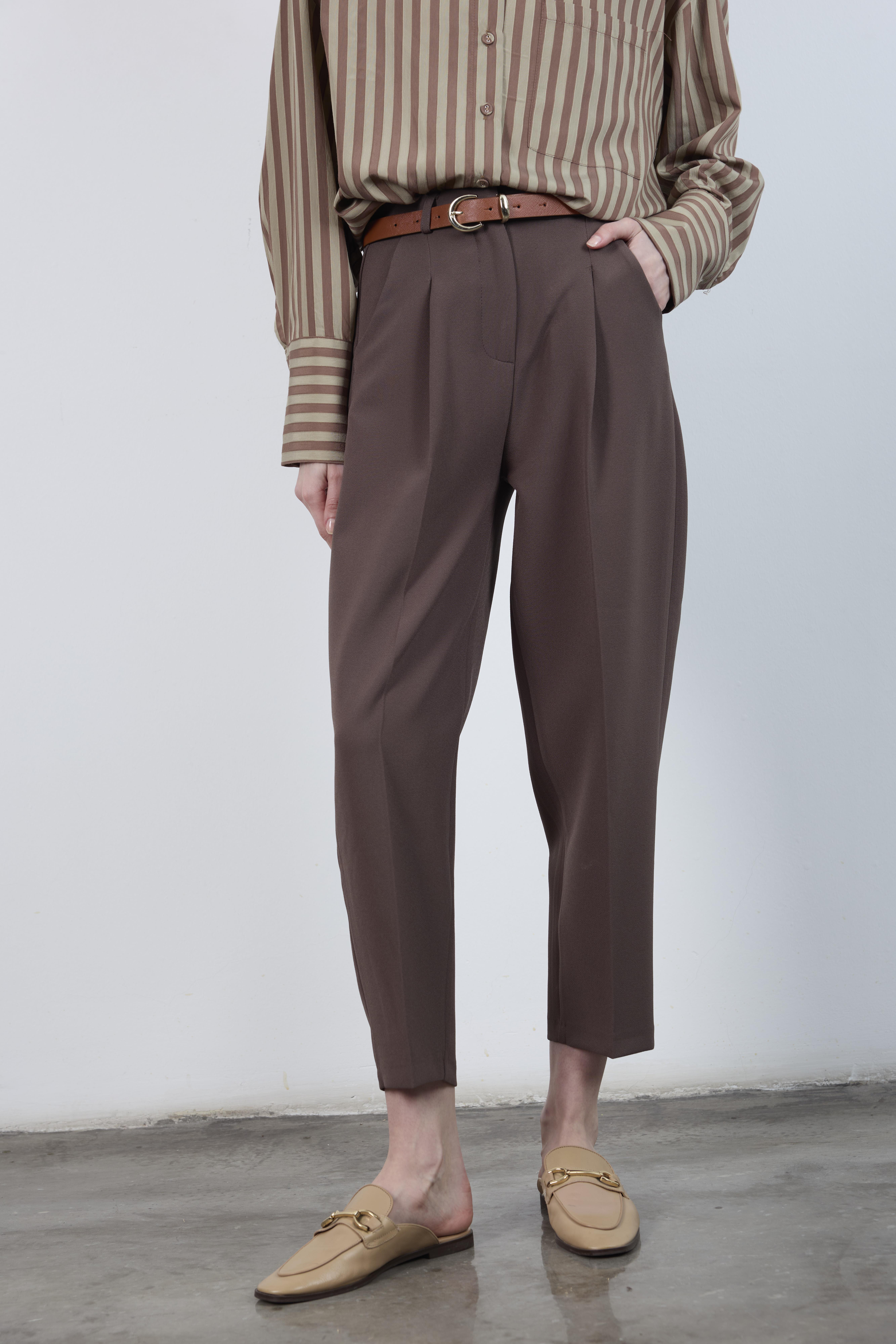 50938 KEMERLİ PANTOLON KAHVE