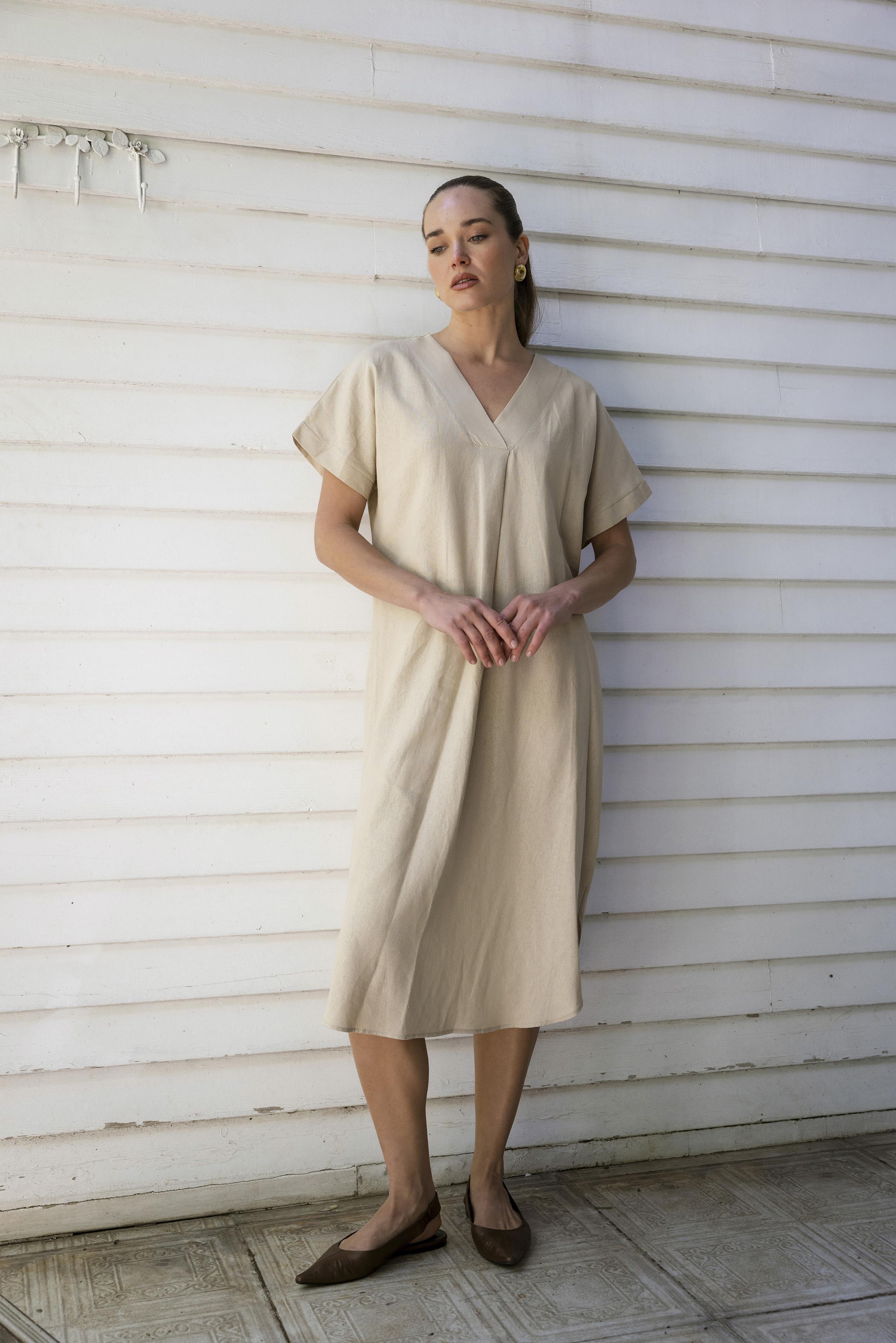 3131 KETEN ELBİSE(2835) TAŞ