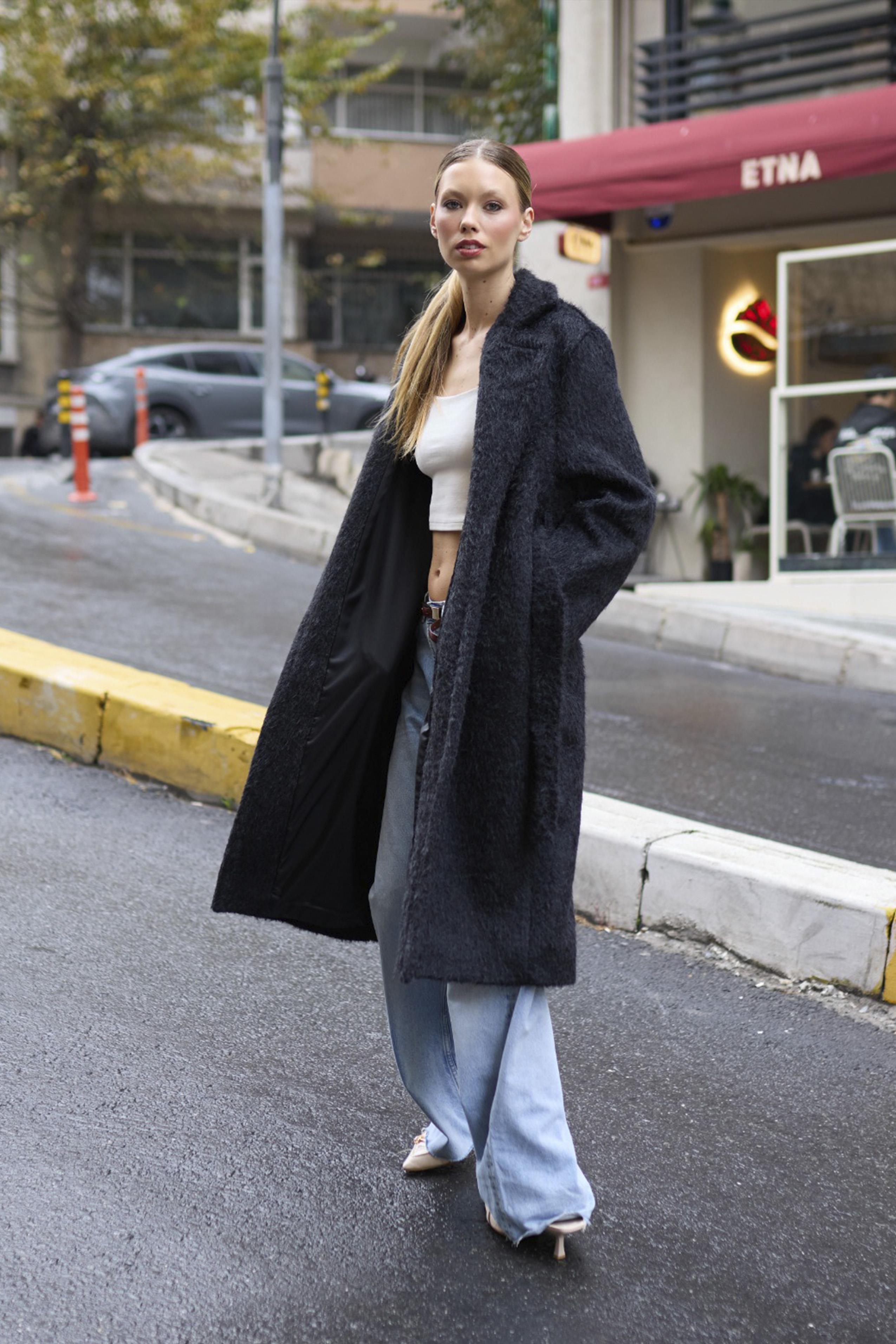 9603 OVERSIZE KÜRK SİYAH