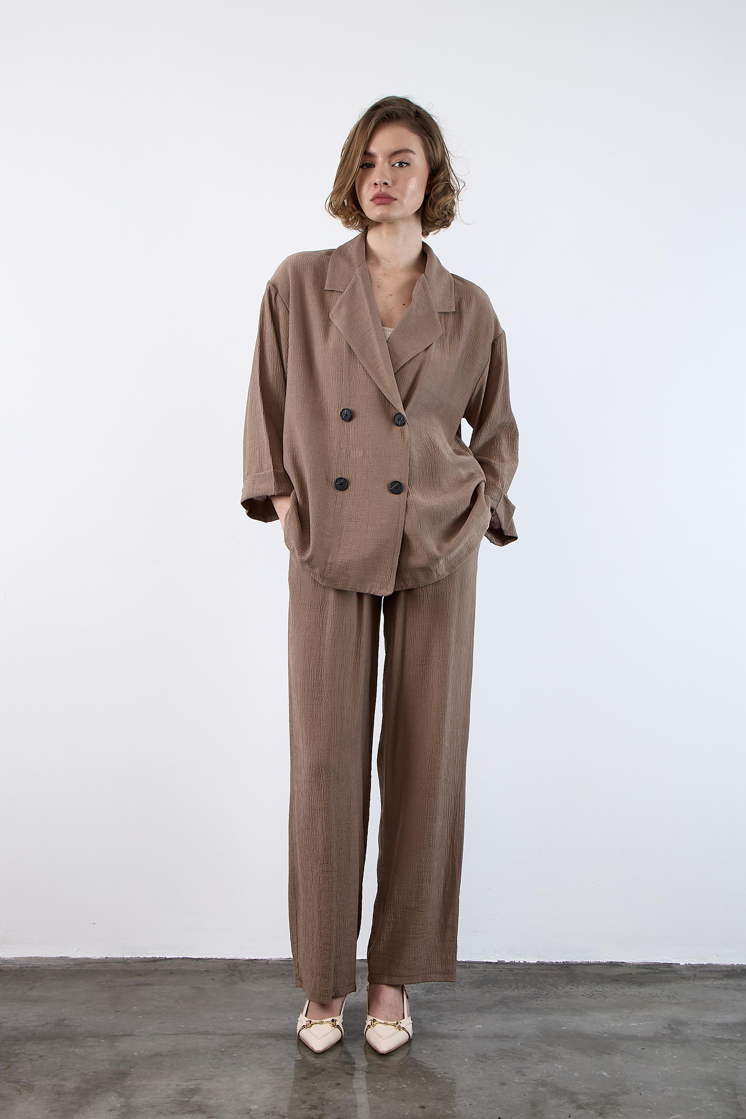 51107 CEKET PANTOLON TAKIM VİZON