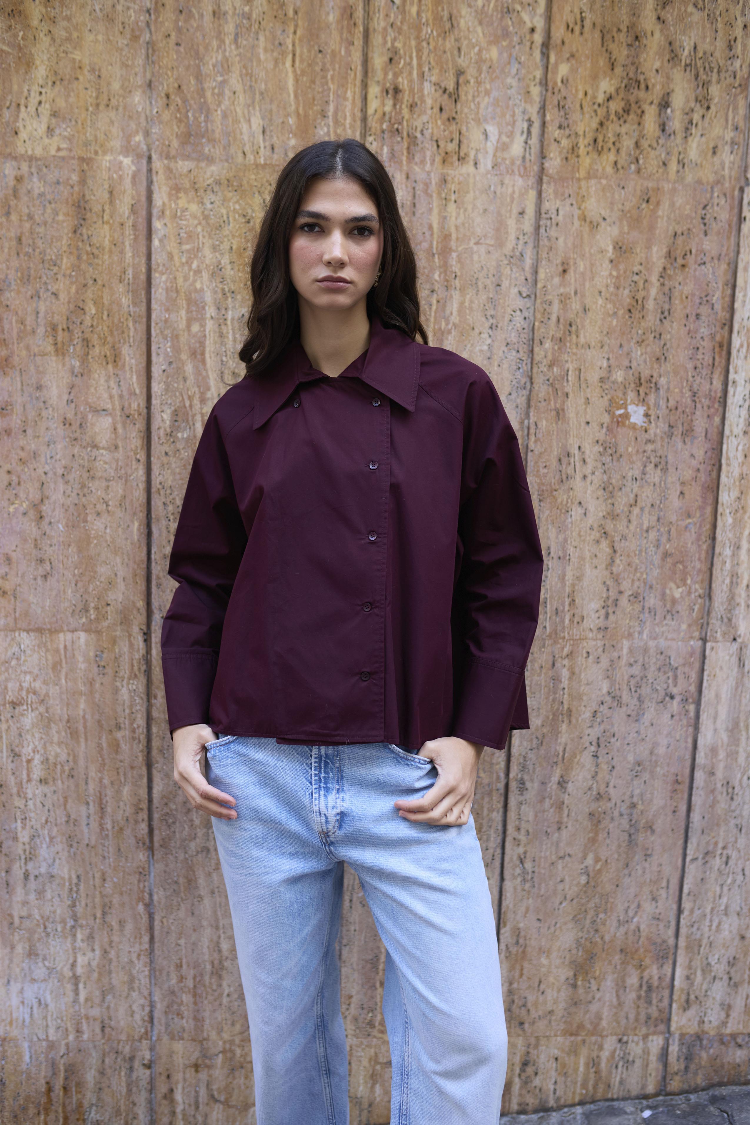 5001 REGLAN POPLİN GÖMLEK MÜRDÜM