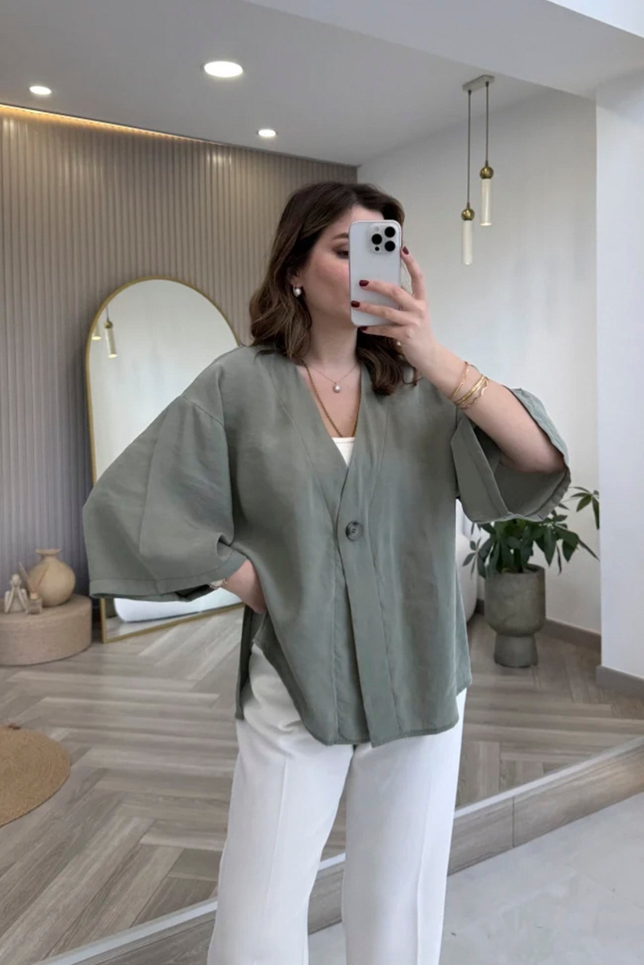 4961 ÖNDEN BAĞLAMALI BLUZ HAKİ