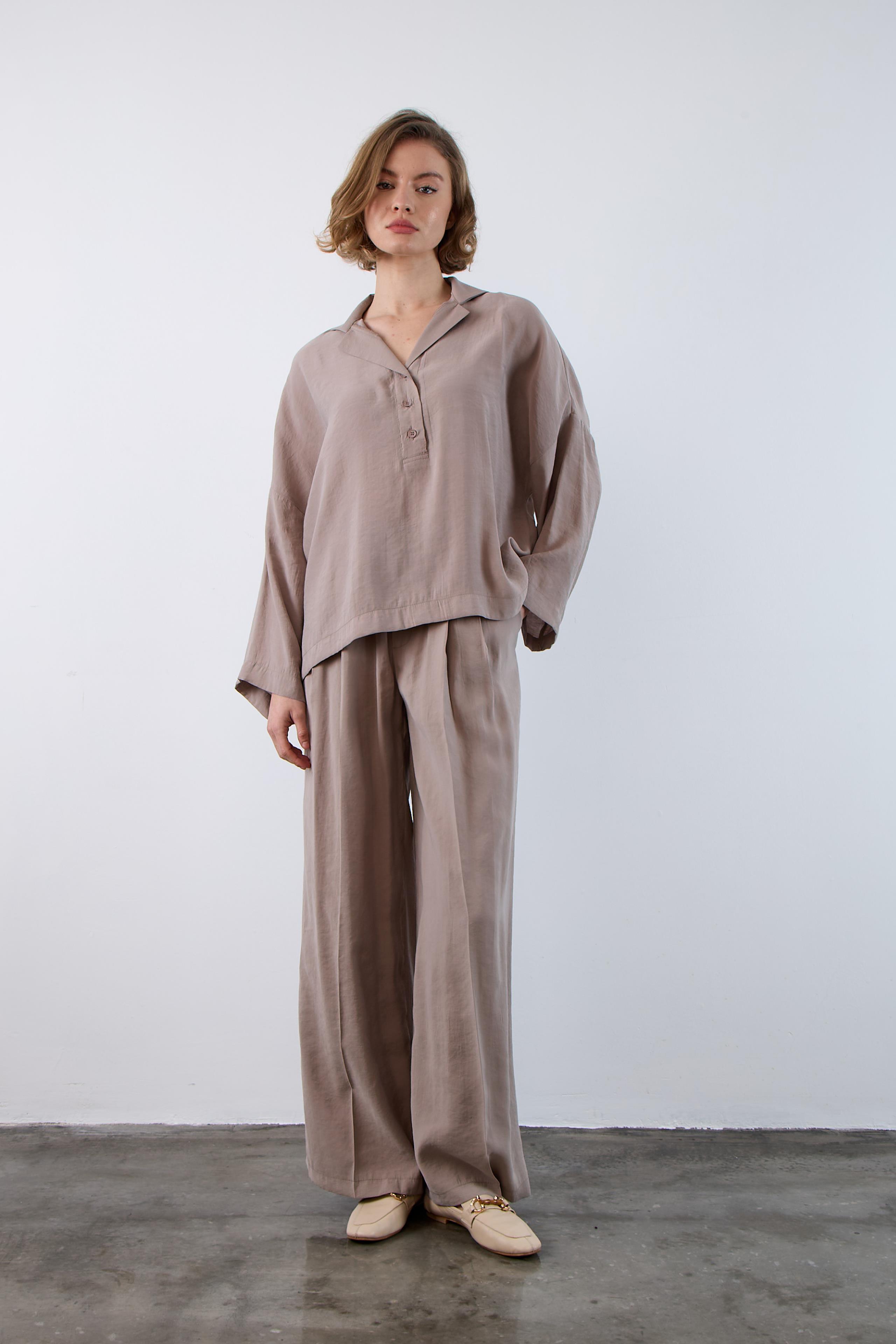 4953 POLO YAKA BLUZ VİZON