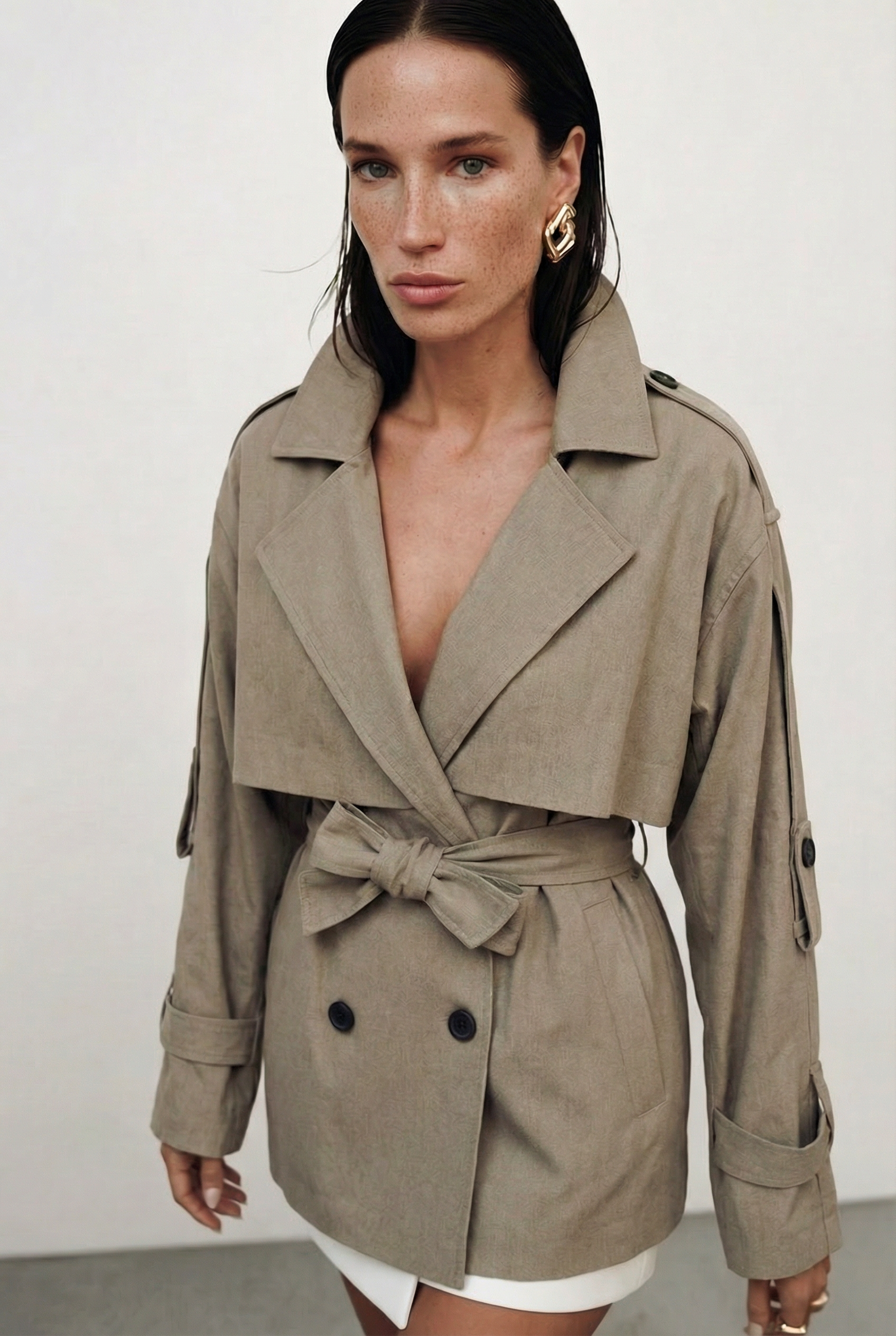 9673 ASTARSIZ APOLETLİ TRENÇ VİZON