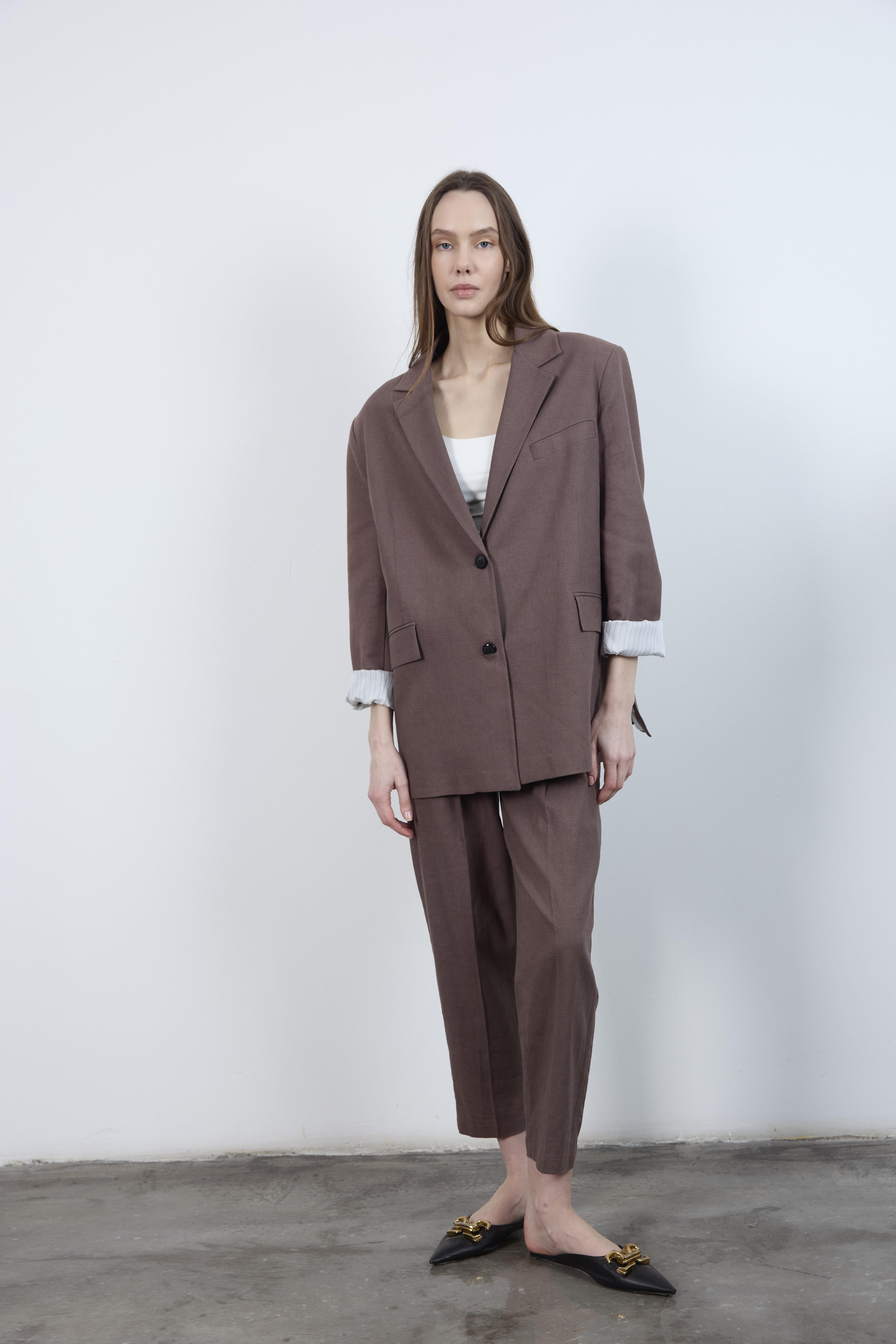 9433 KETEN CEKET KAHVE