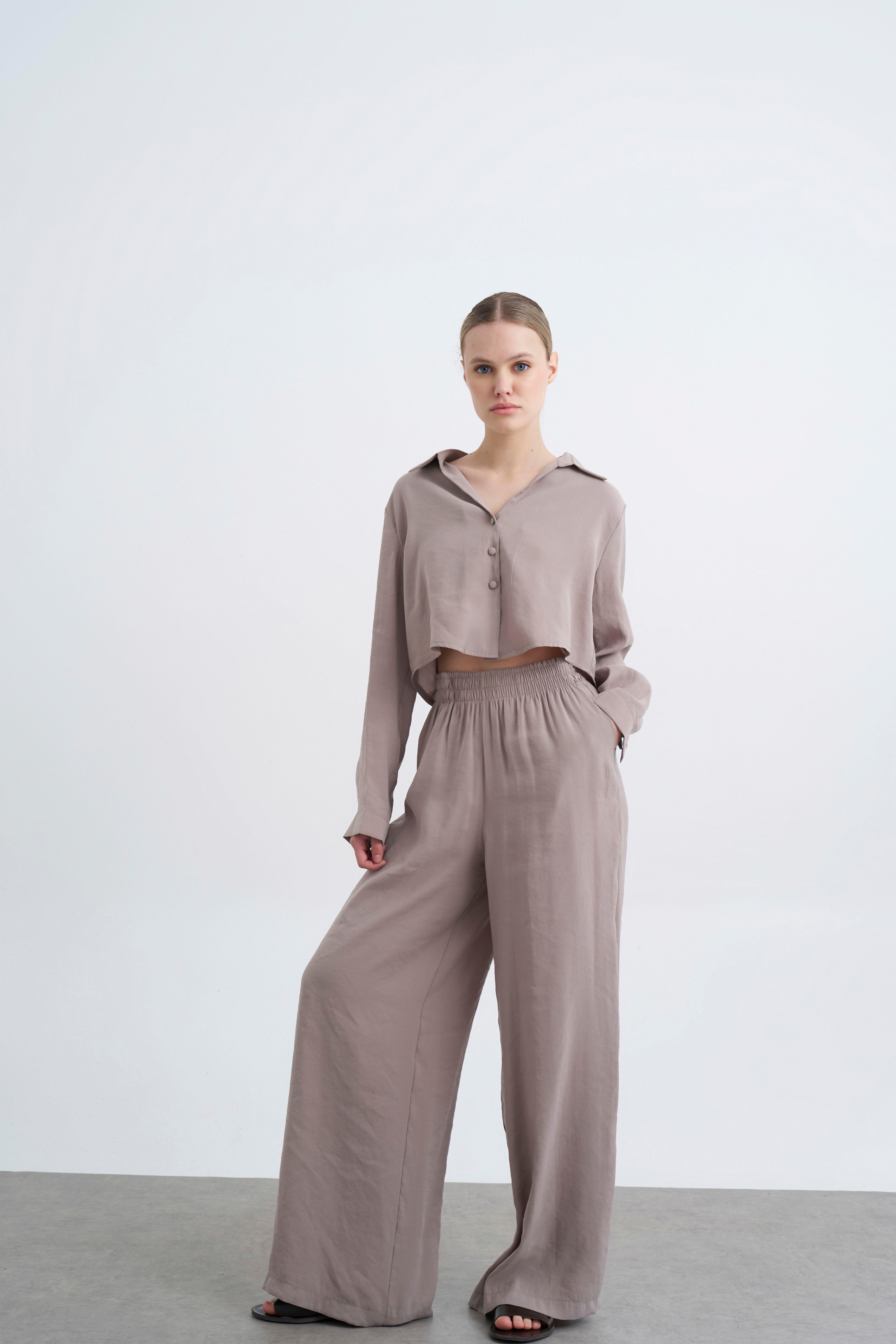 50960 GÖMLEK PANTOLON TAKIM VİZON