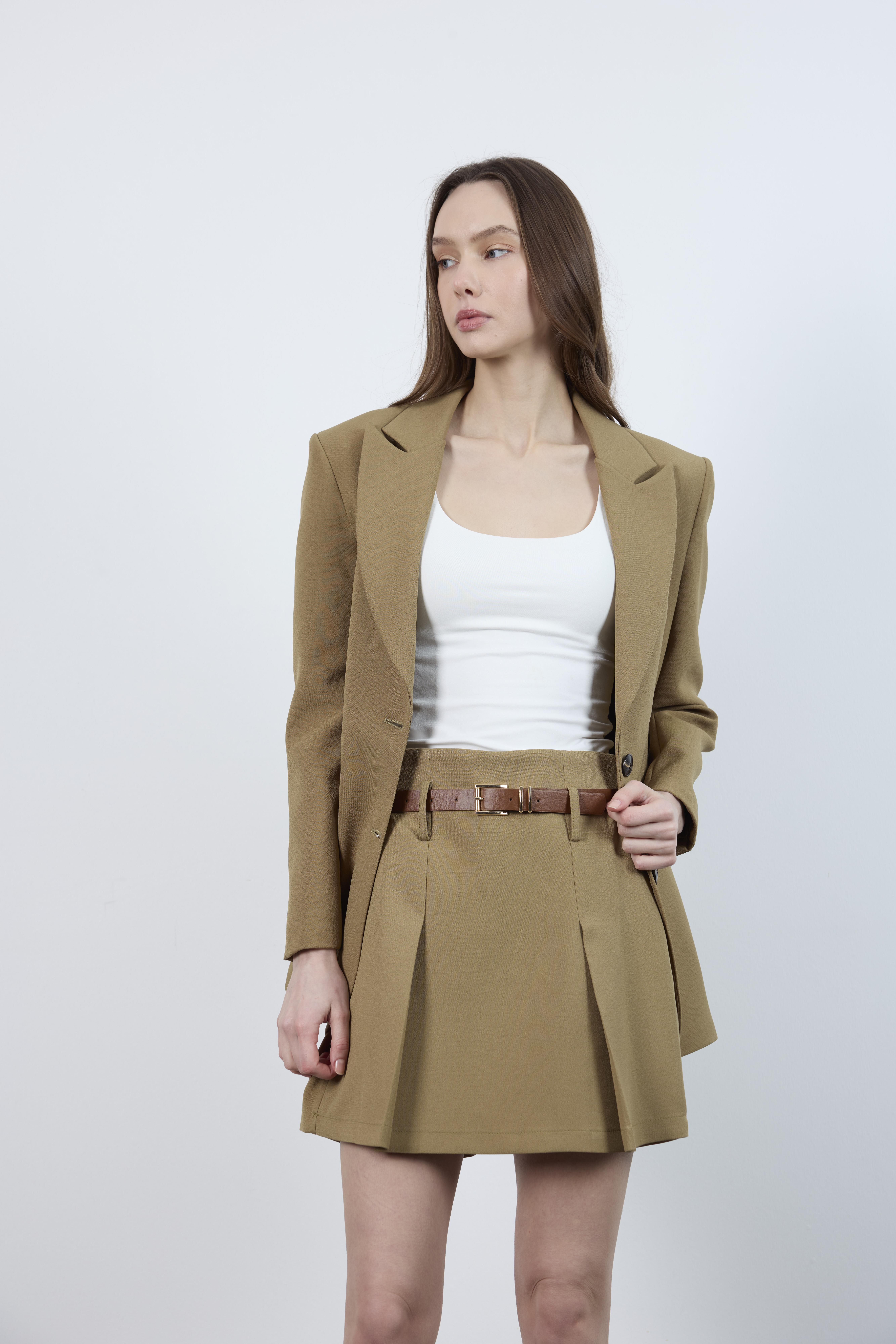 51065 ATLAS KEMERLİ ŞORT ETEK OLİVE