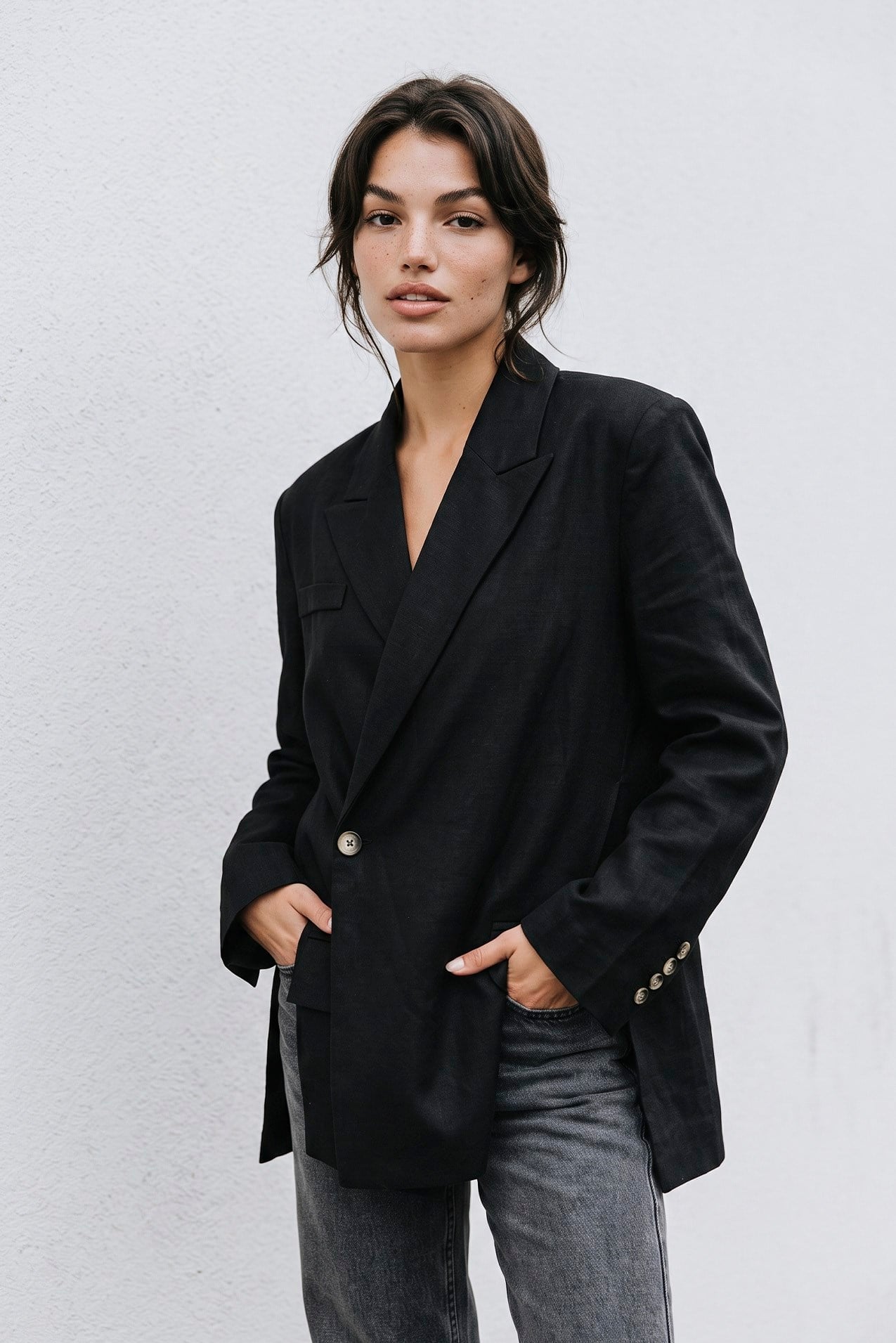 9670 KETEN BLAZER CEKET SİYAH