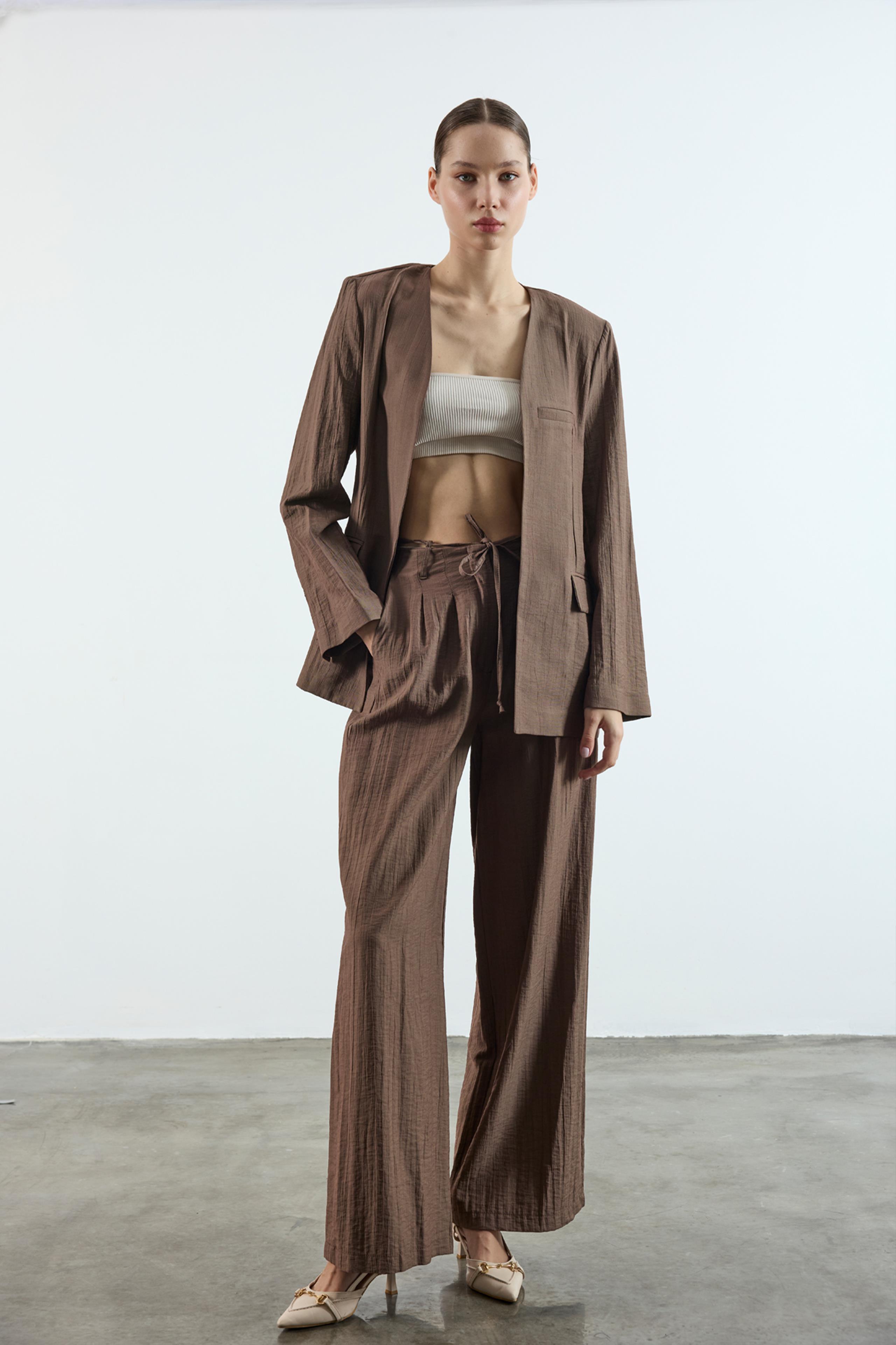 51128 CEKET PANTOLON TAKIM KOYU KAHVE