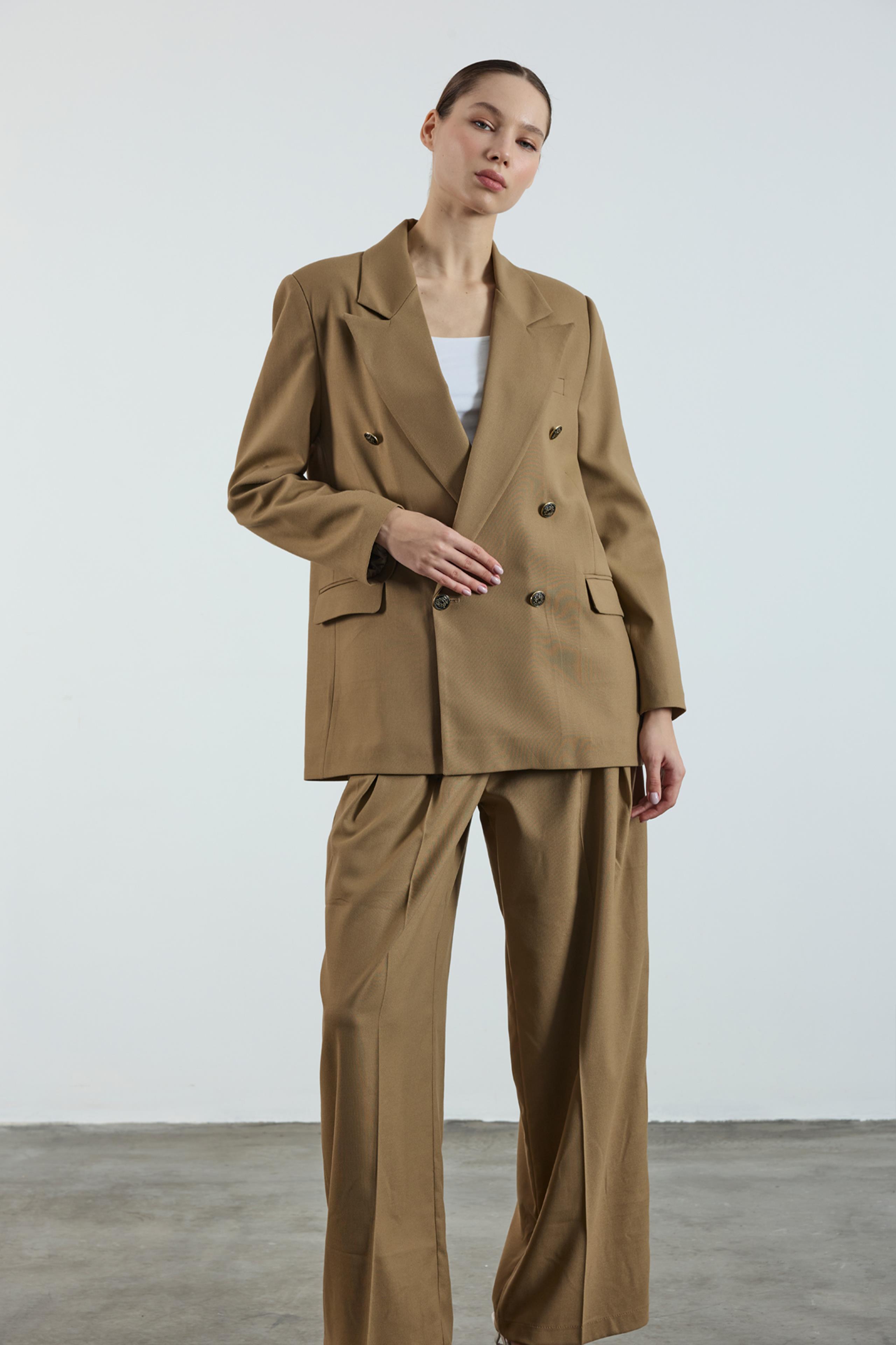 9561 POLİVİSKON KRUVAZE CEKET KARAMEL