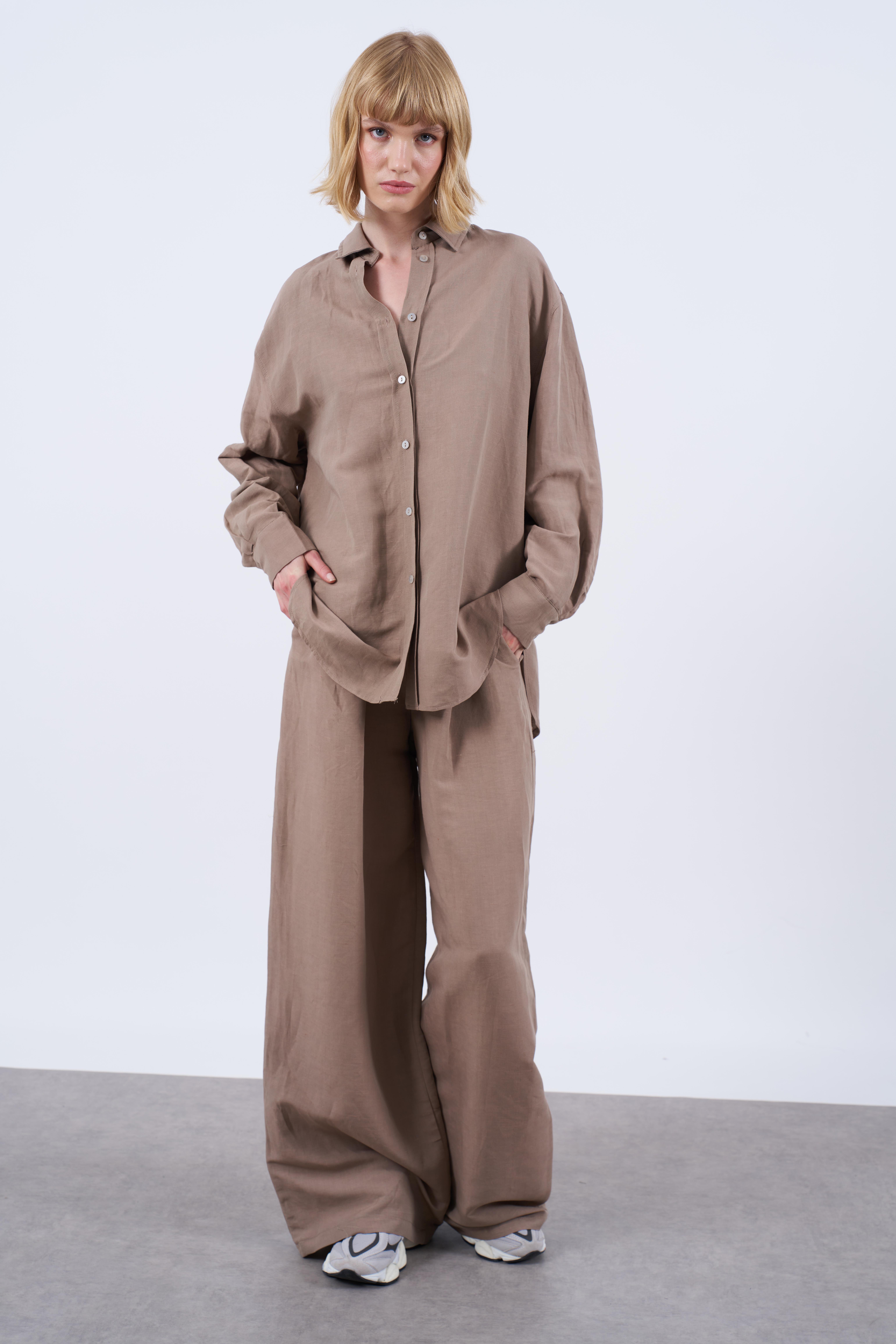 50982 GÖMLEK PANTOLON TAKIM VİZON