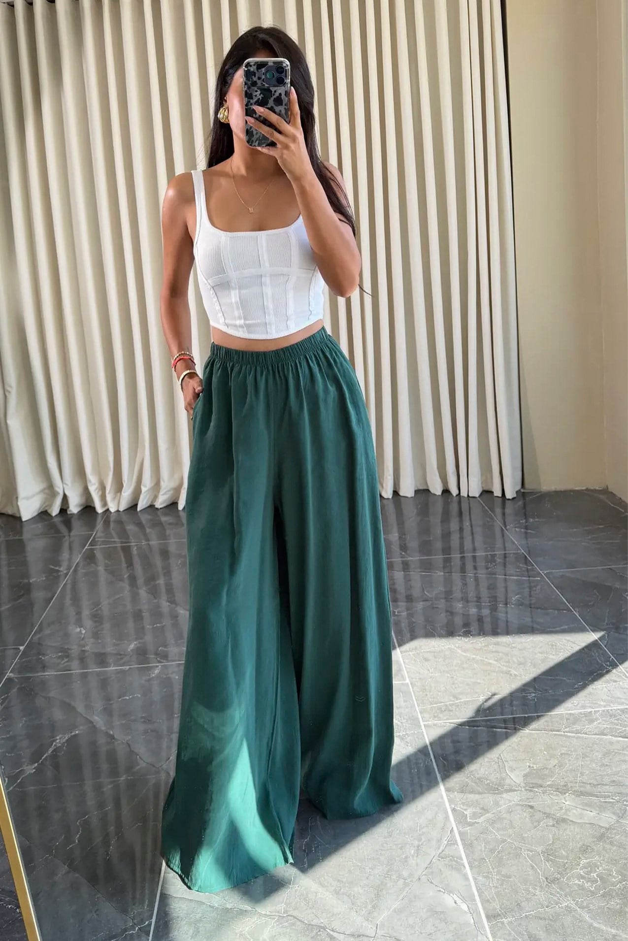 50979 LASTİKLİ PANTOLON ZÜMRÜT