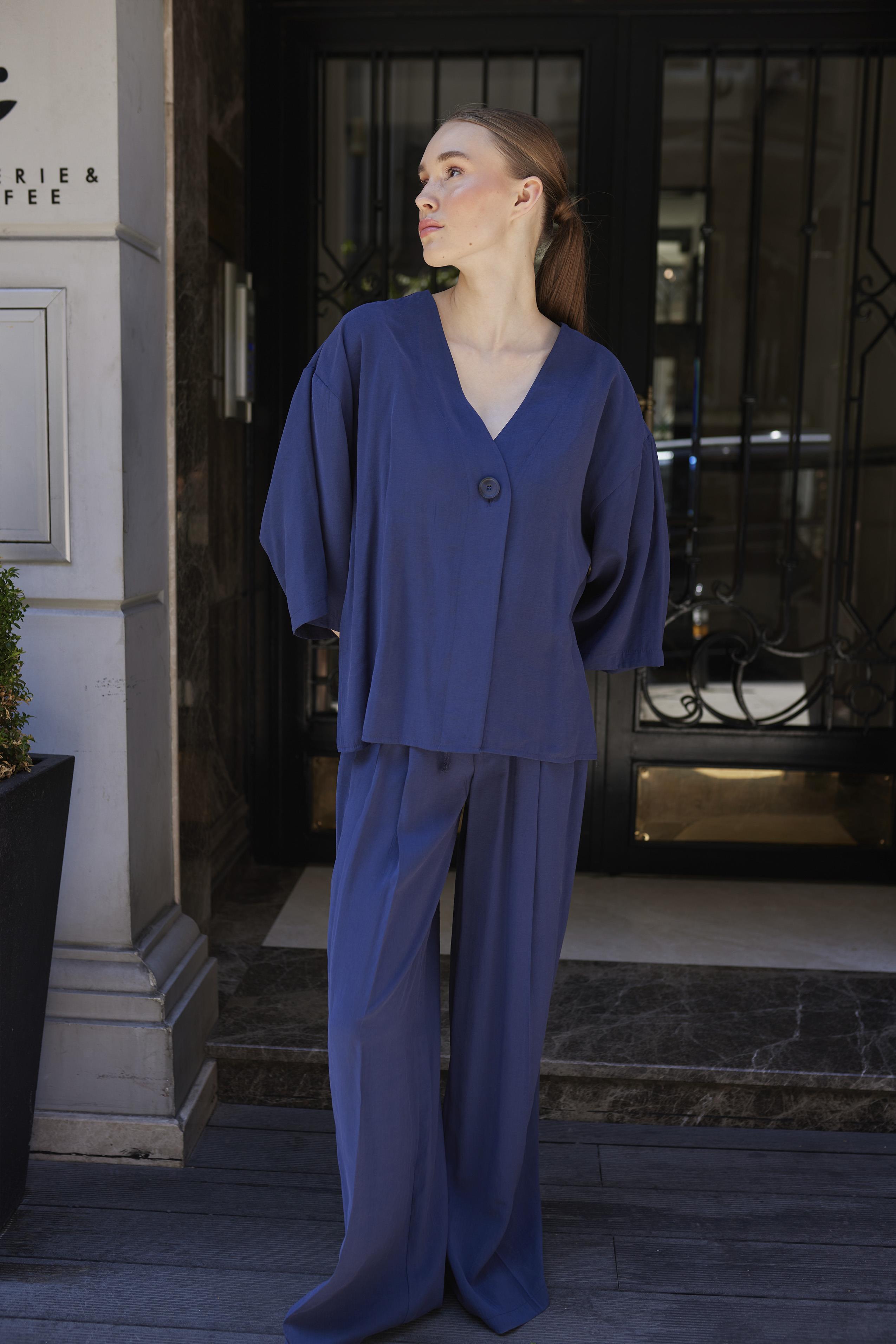 51173 BLUZ PANTOLON TAKIM LACİVERT