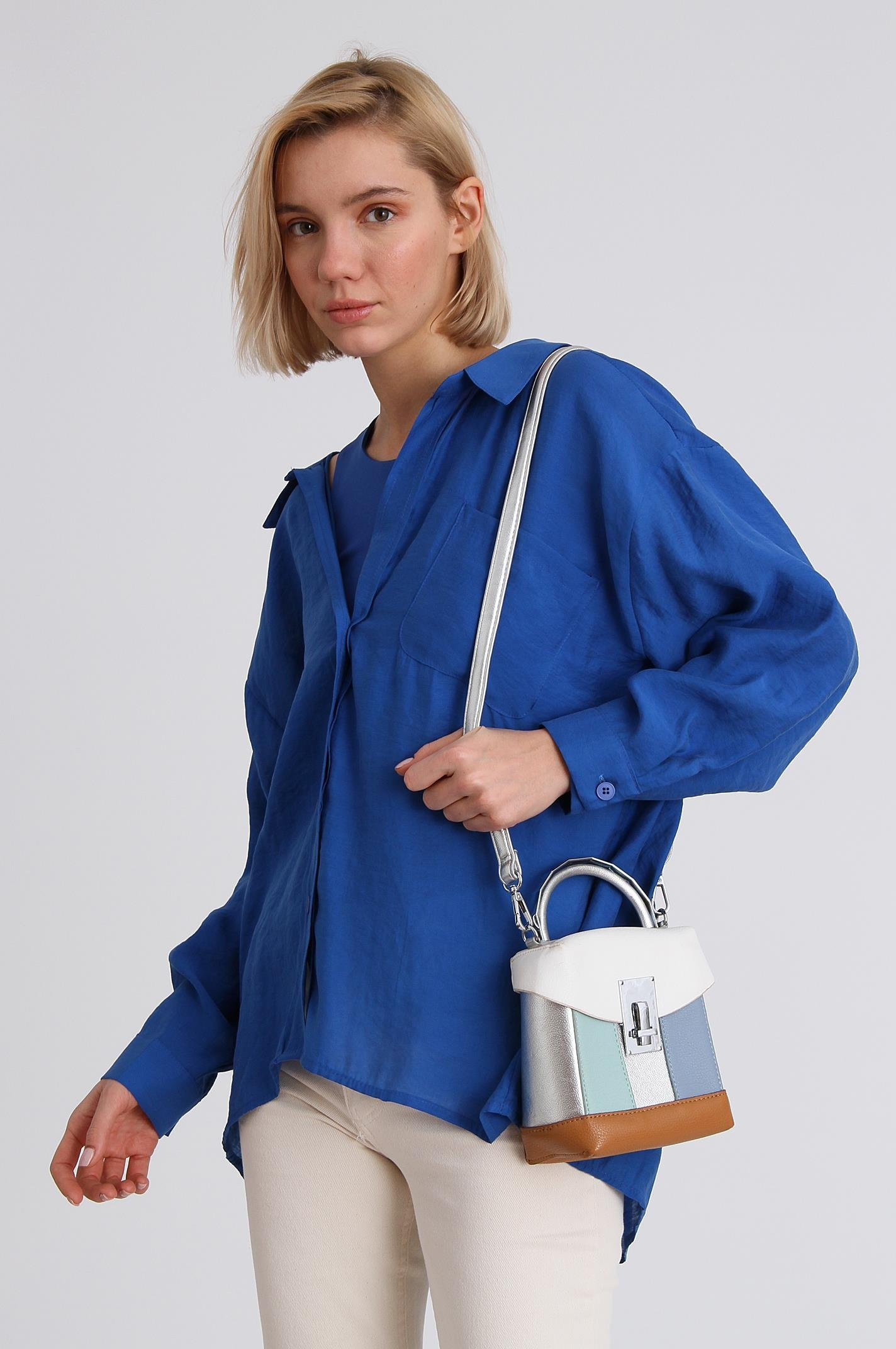 4612 DÜŞÜK OMUZLU OVERSİZE GÖMLEK SAX