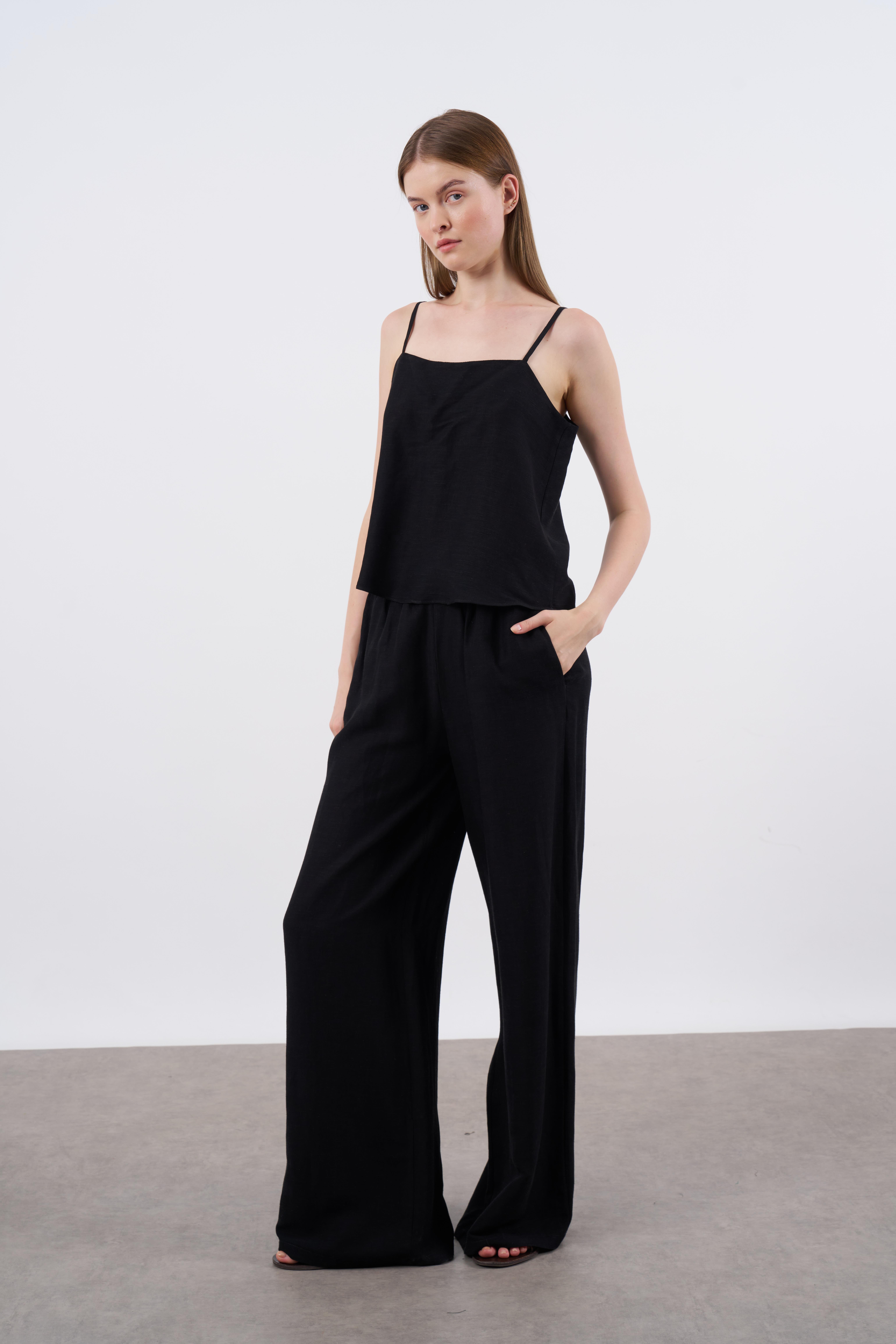 51039 ASKILI BLUZ PANTOLON TAKIM SİYAH