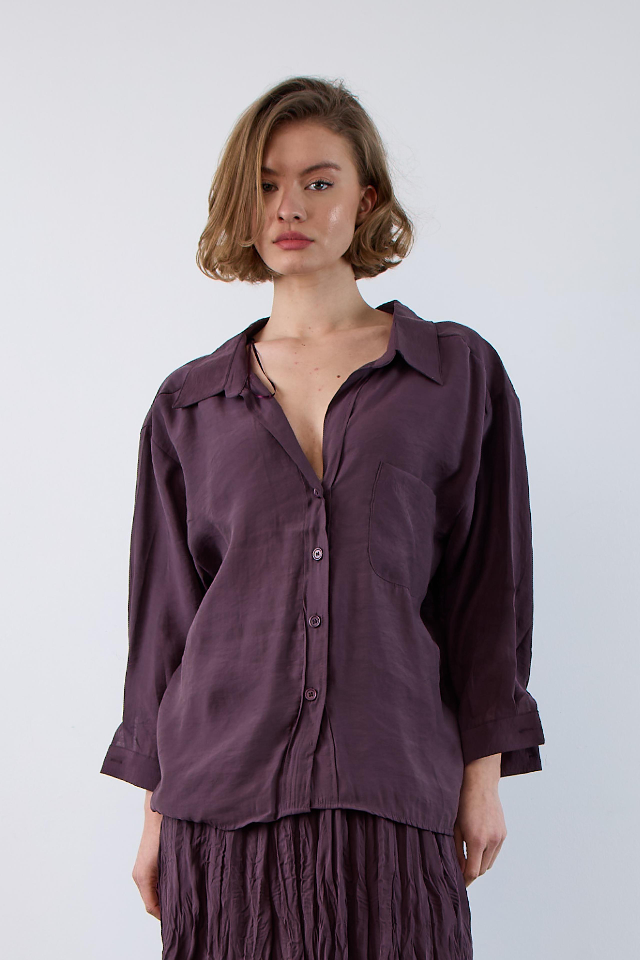 4612 DÜŞÜK OMUZLU OVERSİZE GÖMLEK MÜRDÜM