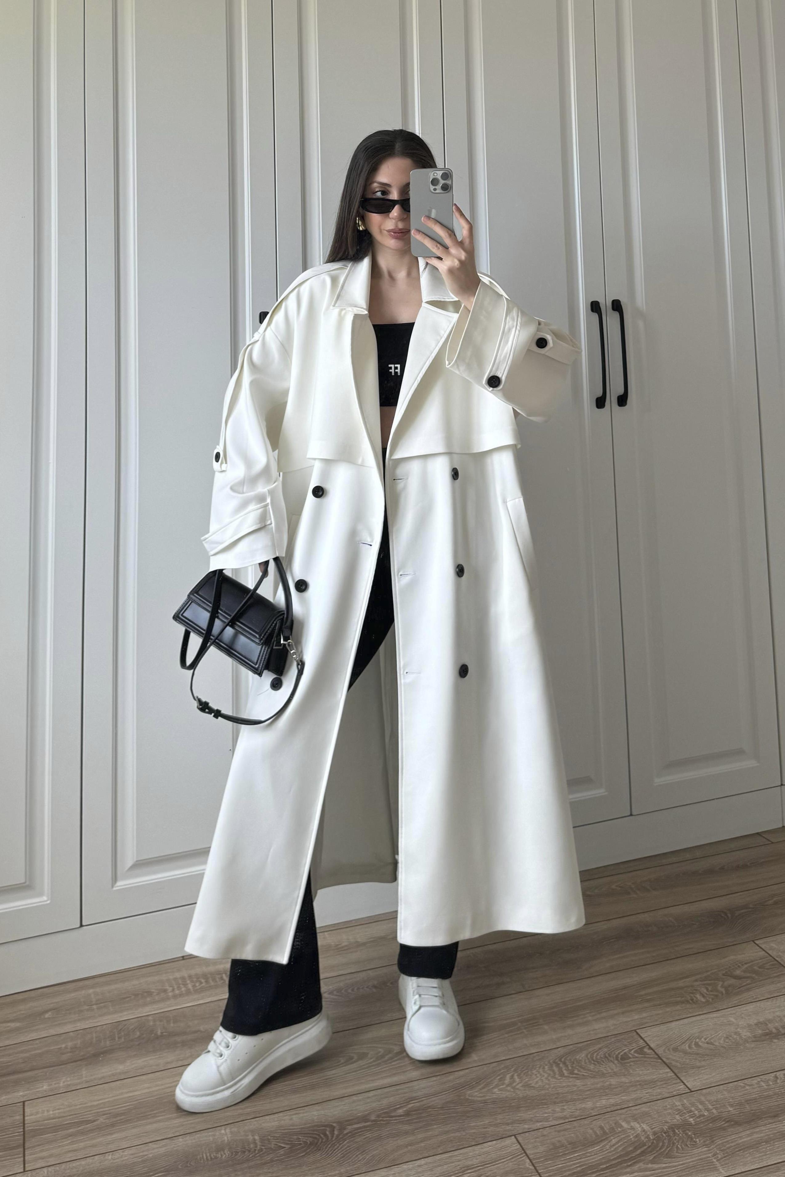 9476 POLİVİSKON TRENÇ BEYAZ