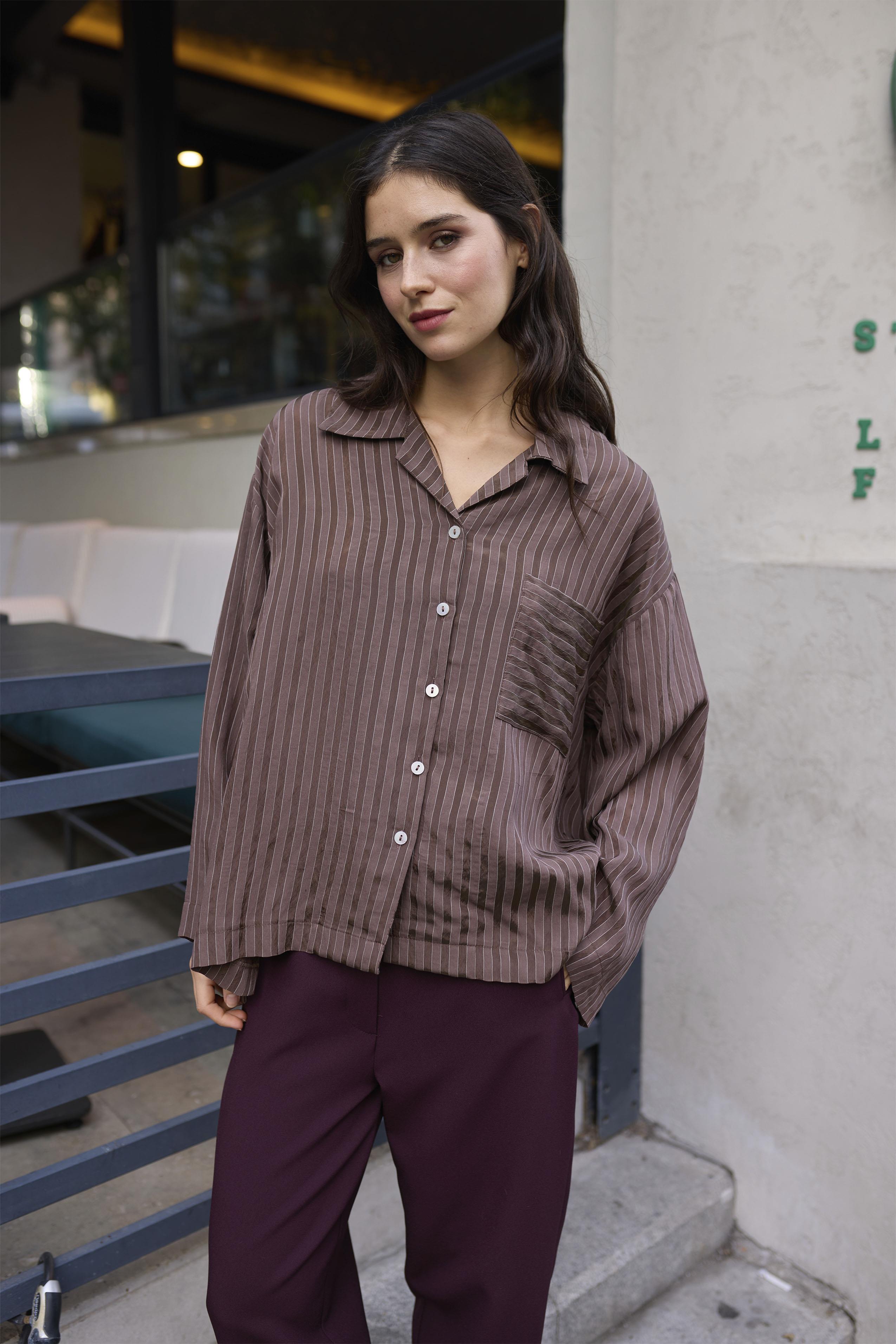 4998 OVERSIZE GÖMLEK KAHVE