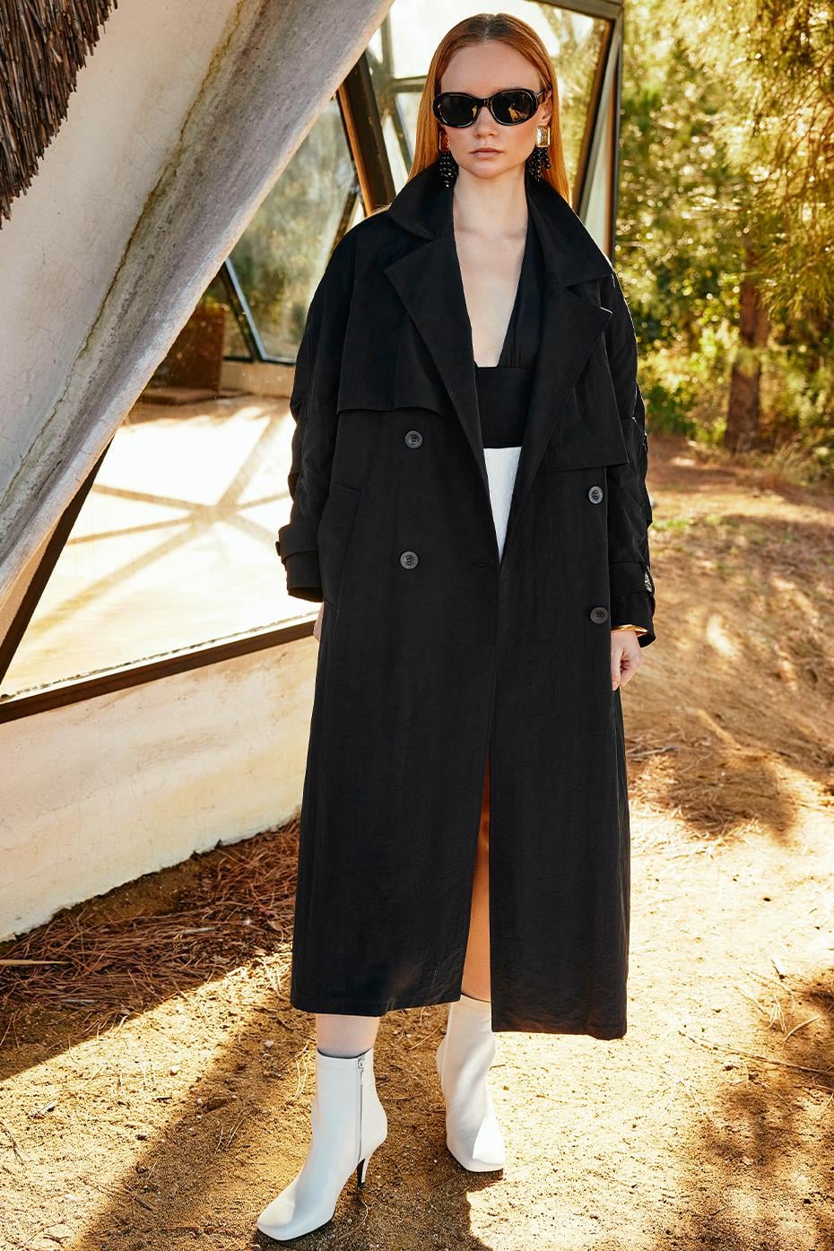 9476 POLİVİSKON TRENÇ SİYAH