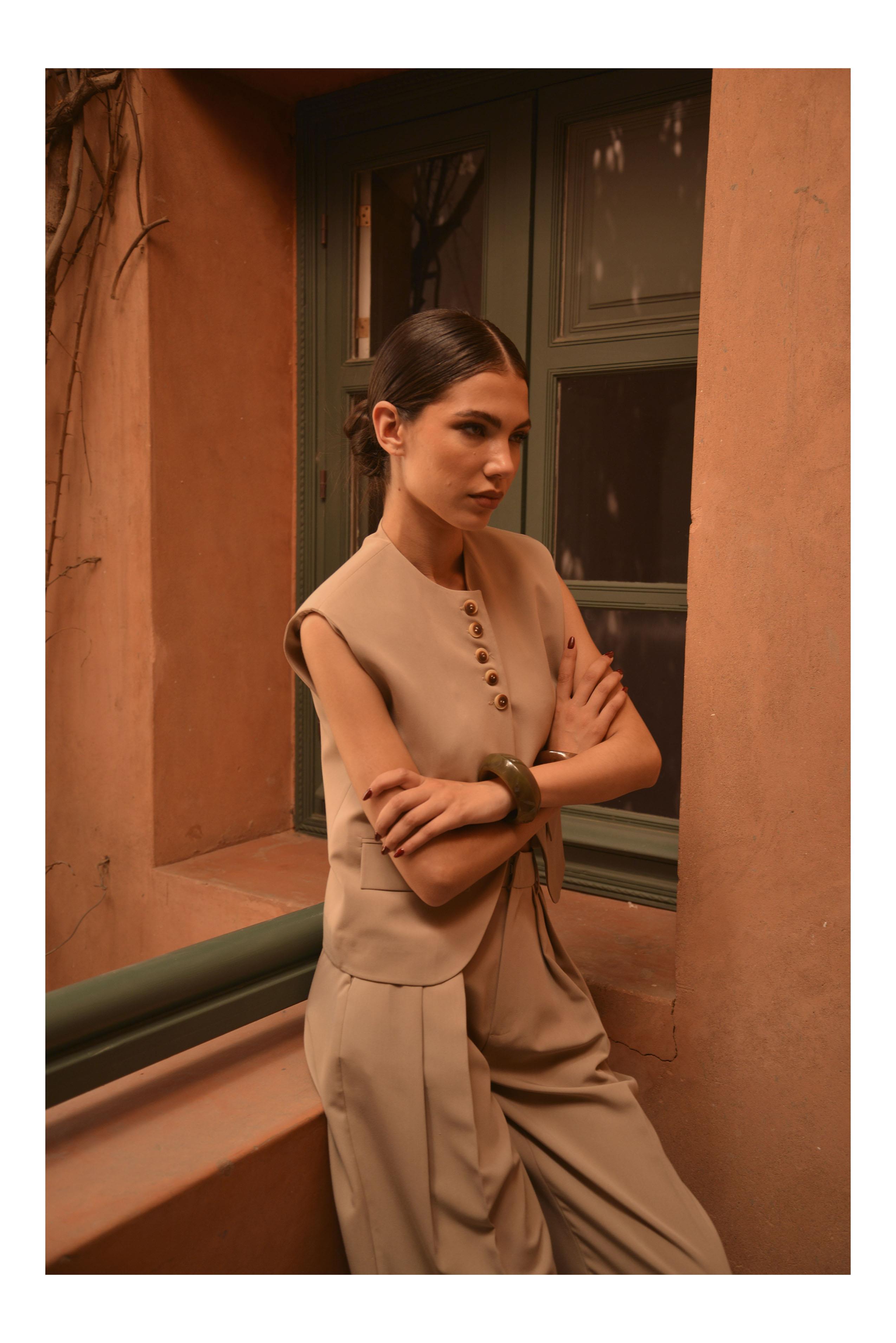 9595 YELEK PANTOLON TAKIM CAMEL