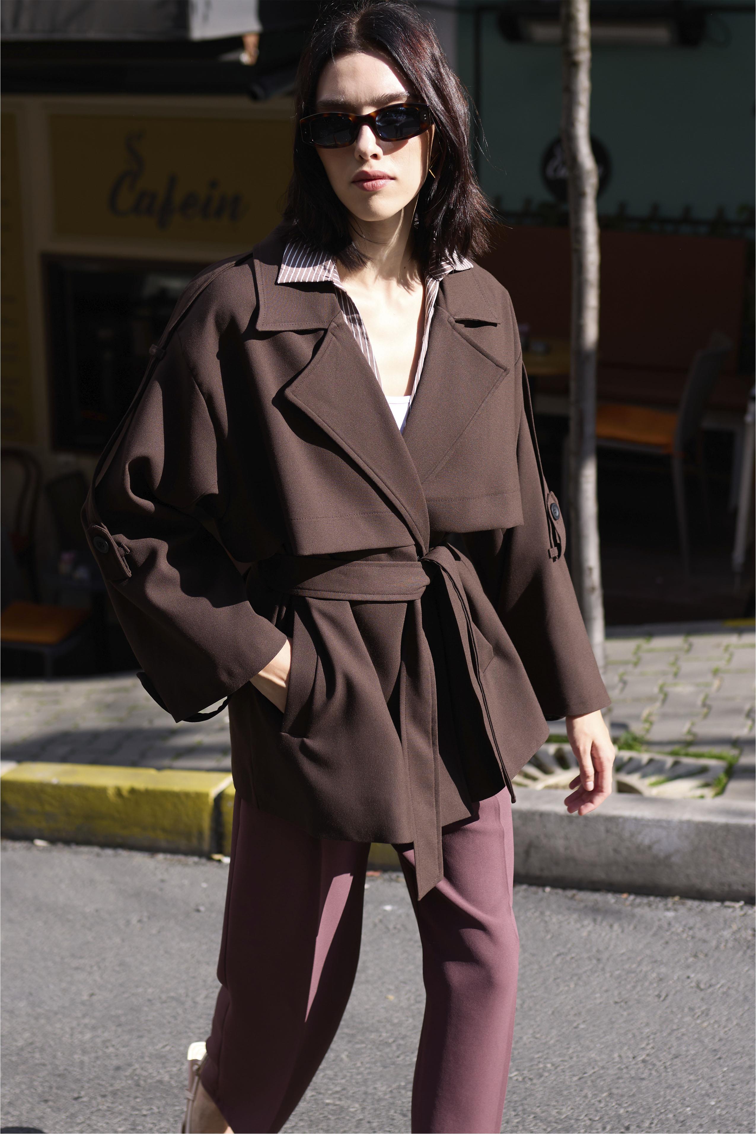 9580 KISA TRENÇ KAHVE