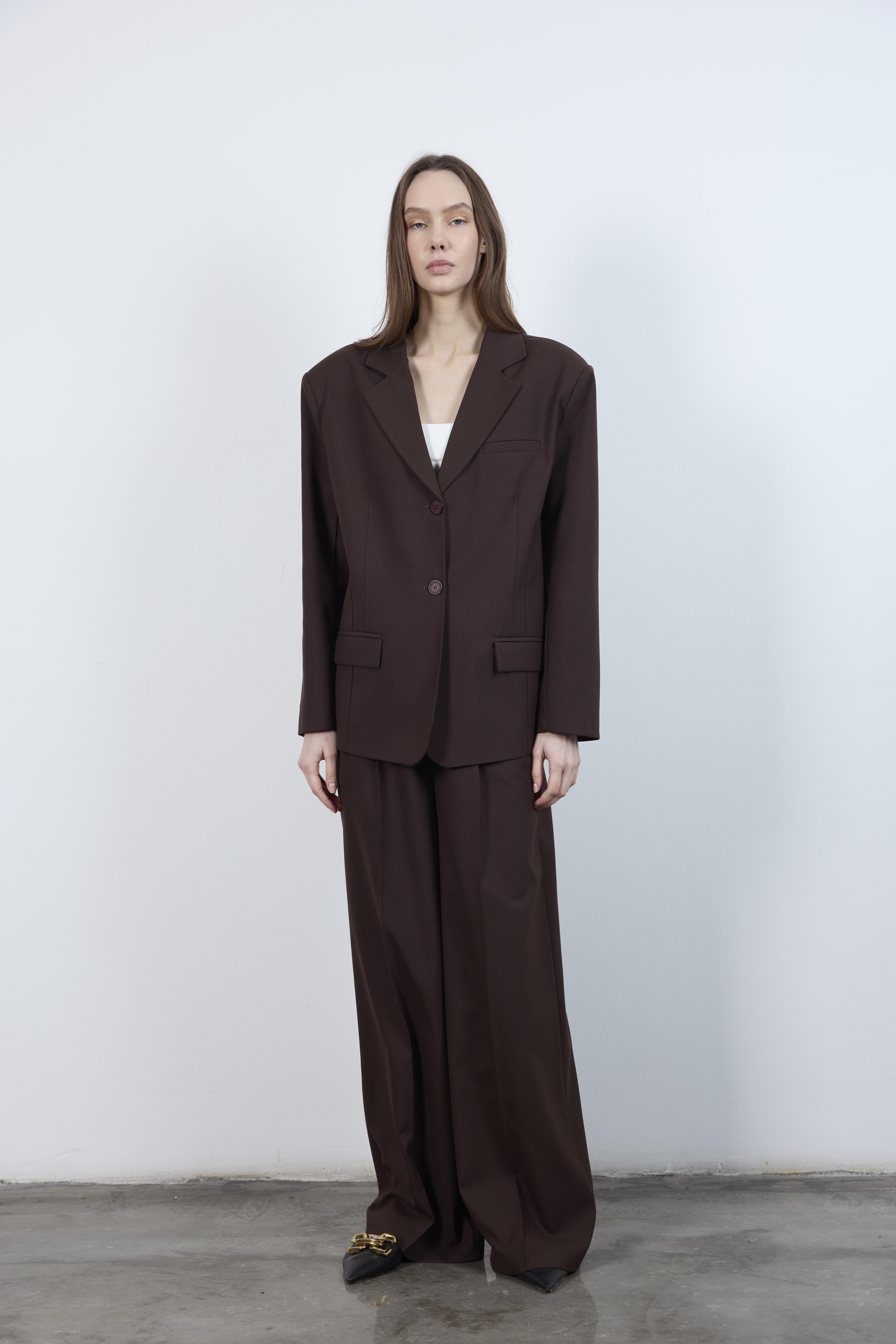 50949 POLİVİSKON PANTOLON KAHVE