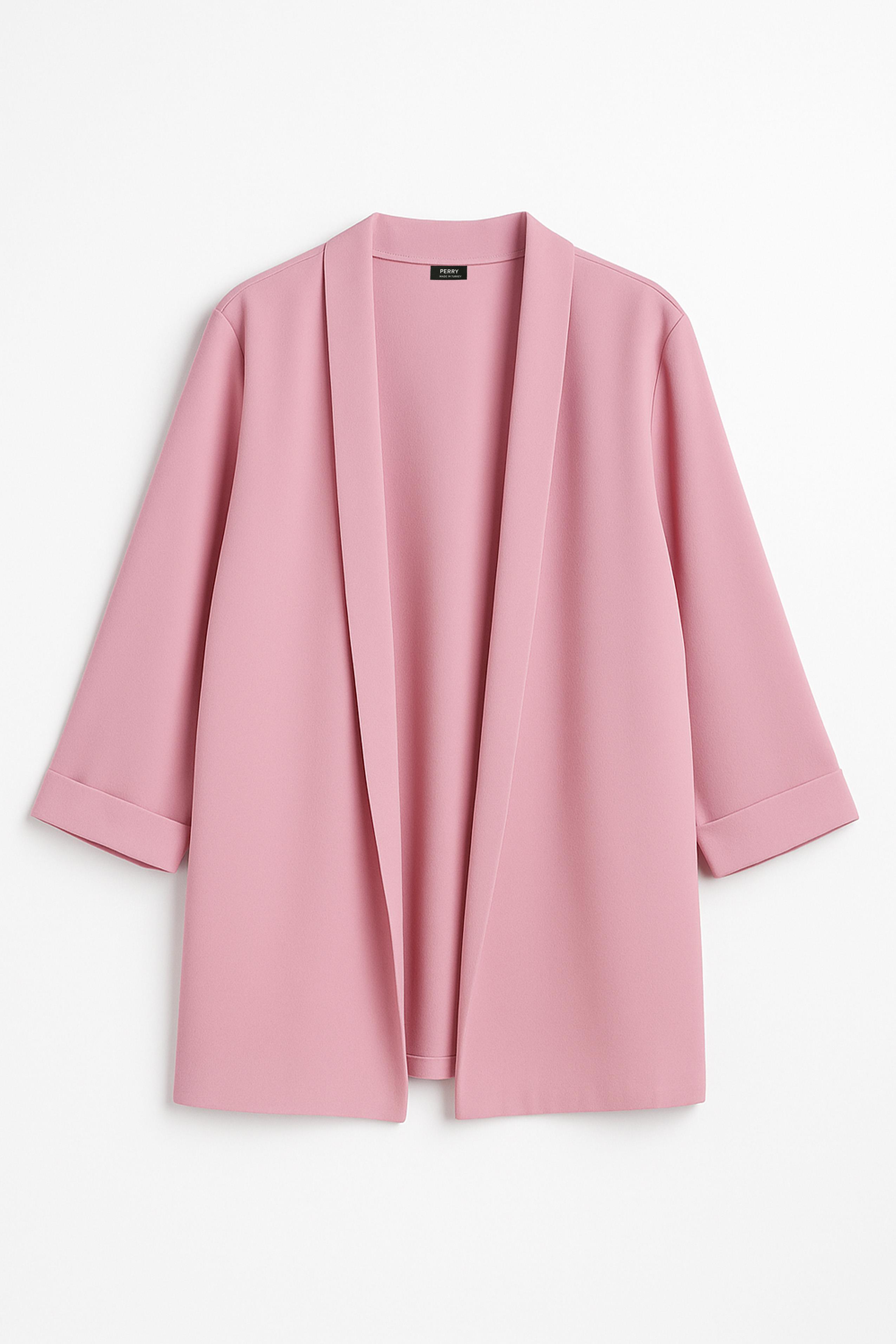 9564 ŞAL YAKA CEKET PEMBE