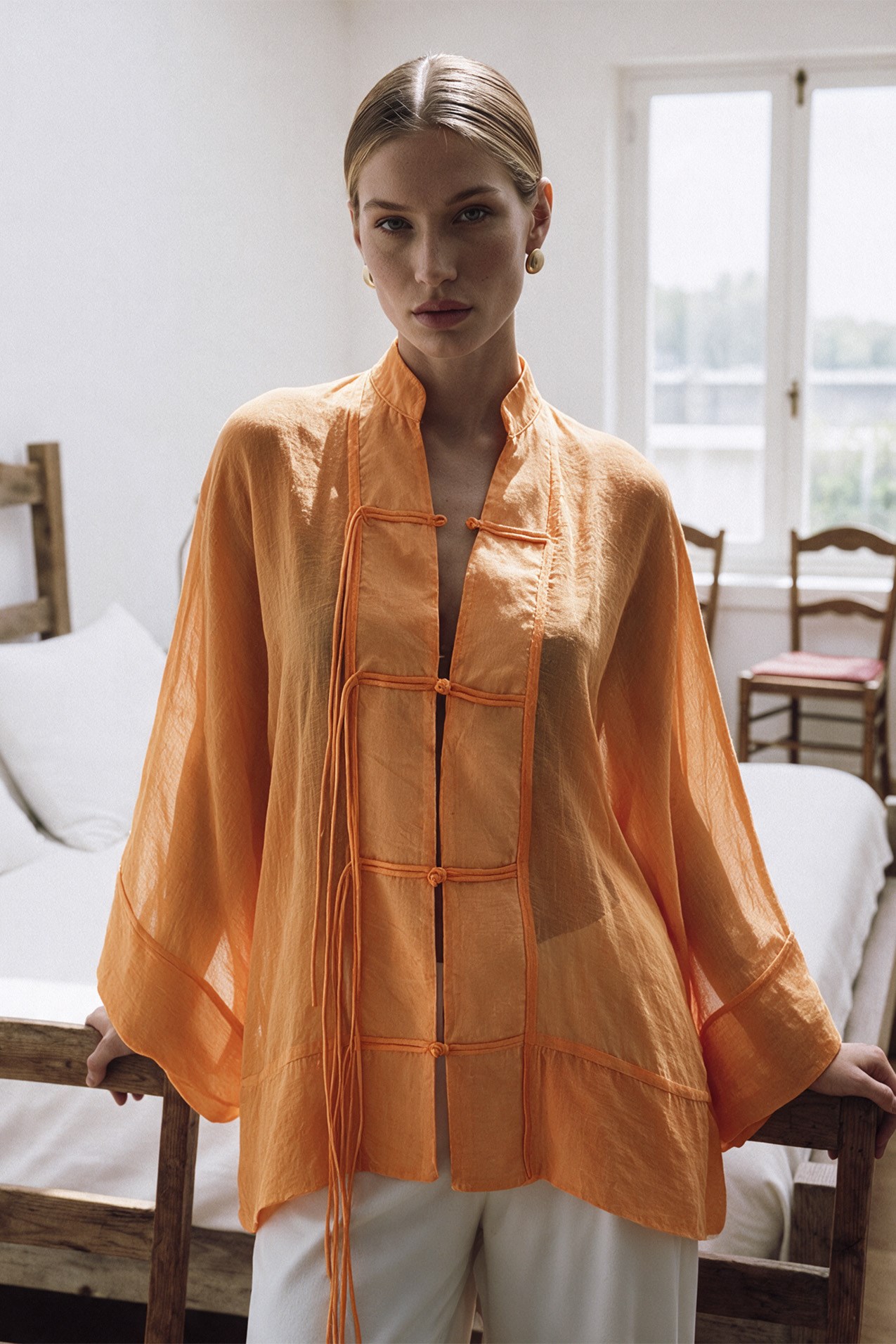 5098 İP BAĞCIKLI GÖMLEK ORANGE