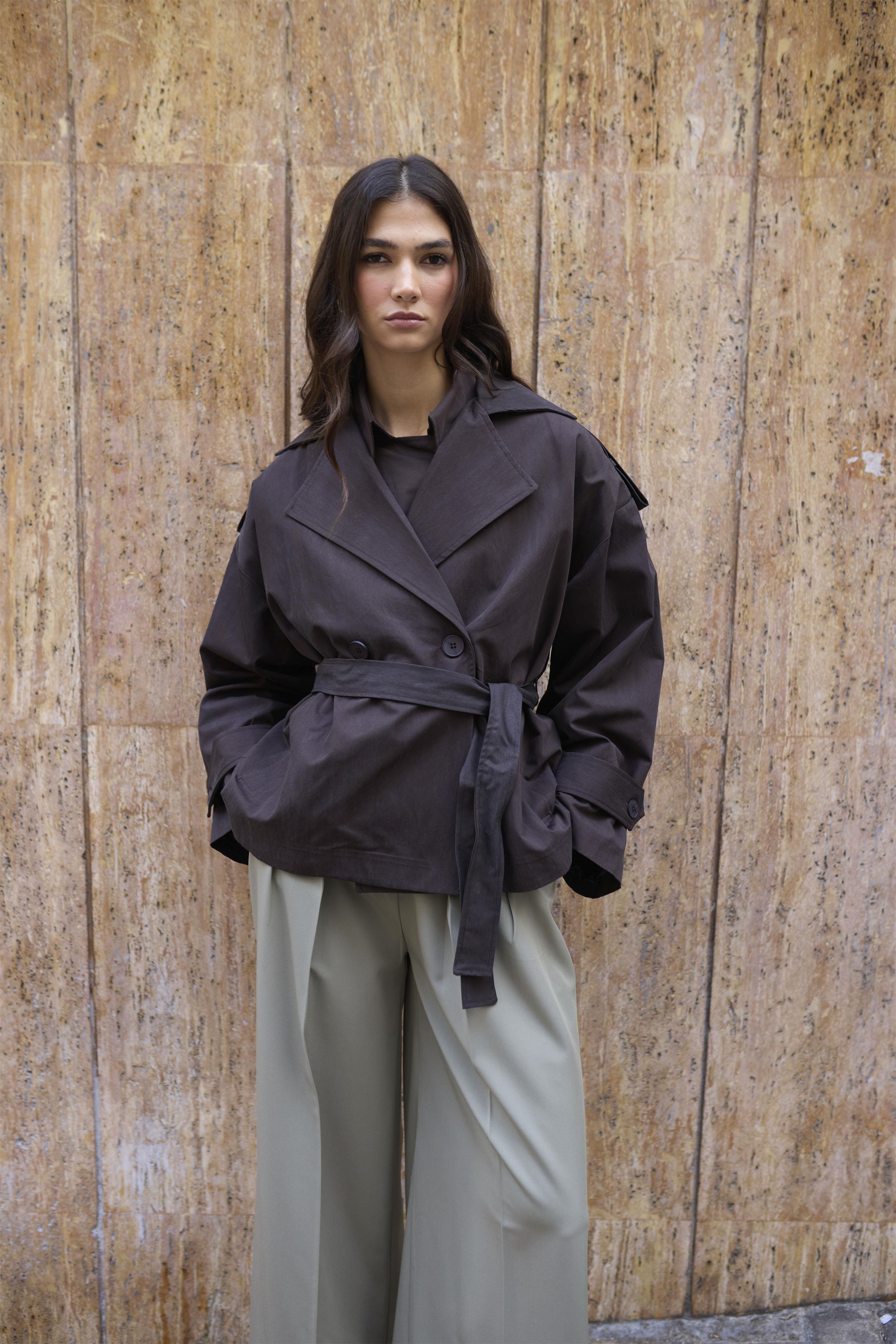 9609 KISA TRENÇ KAHVE