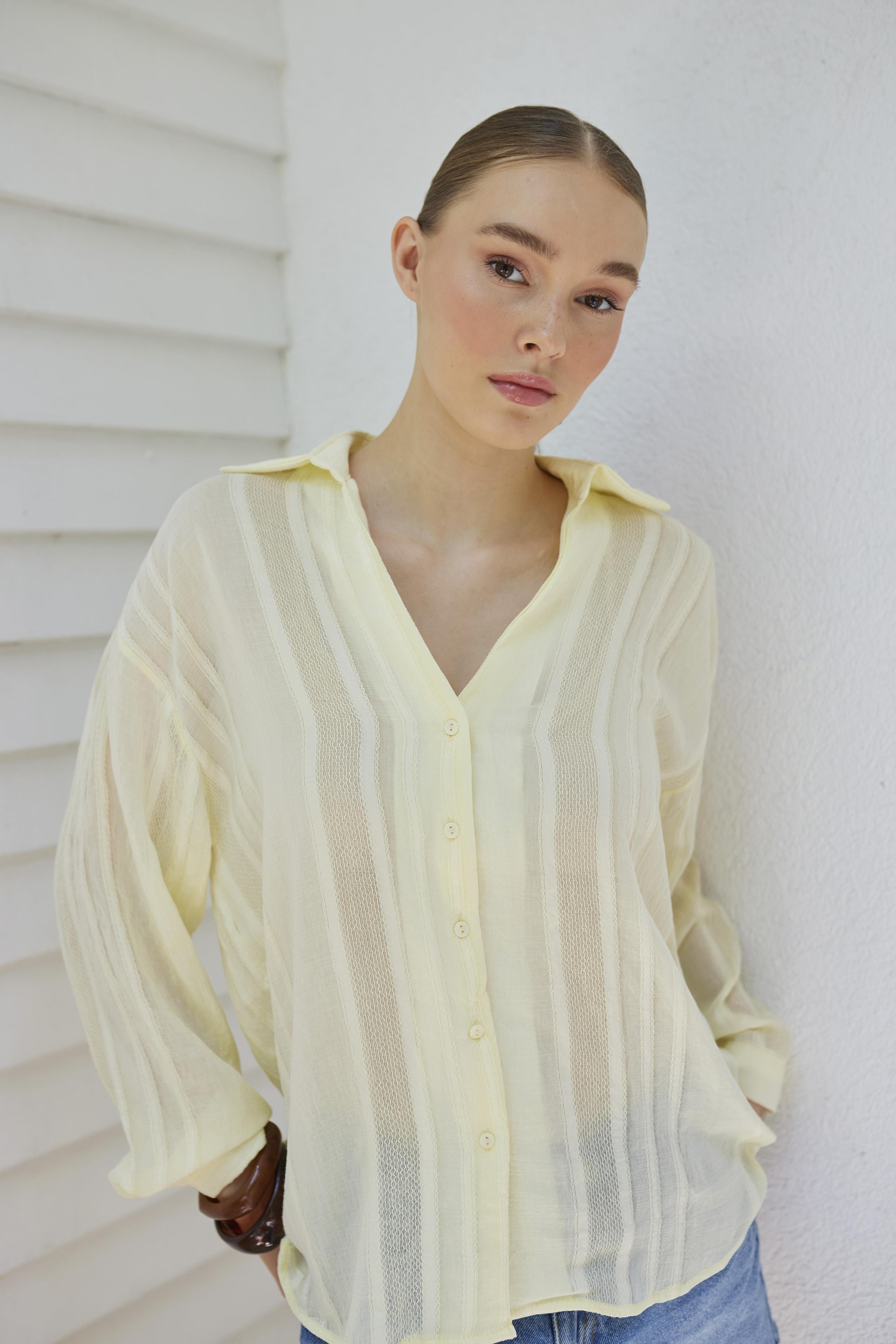 4914 TRANSPARAN GÖMLEK SARI