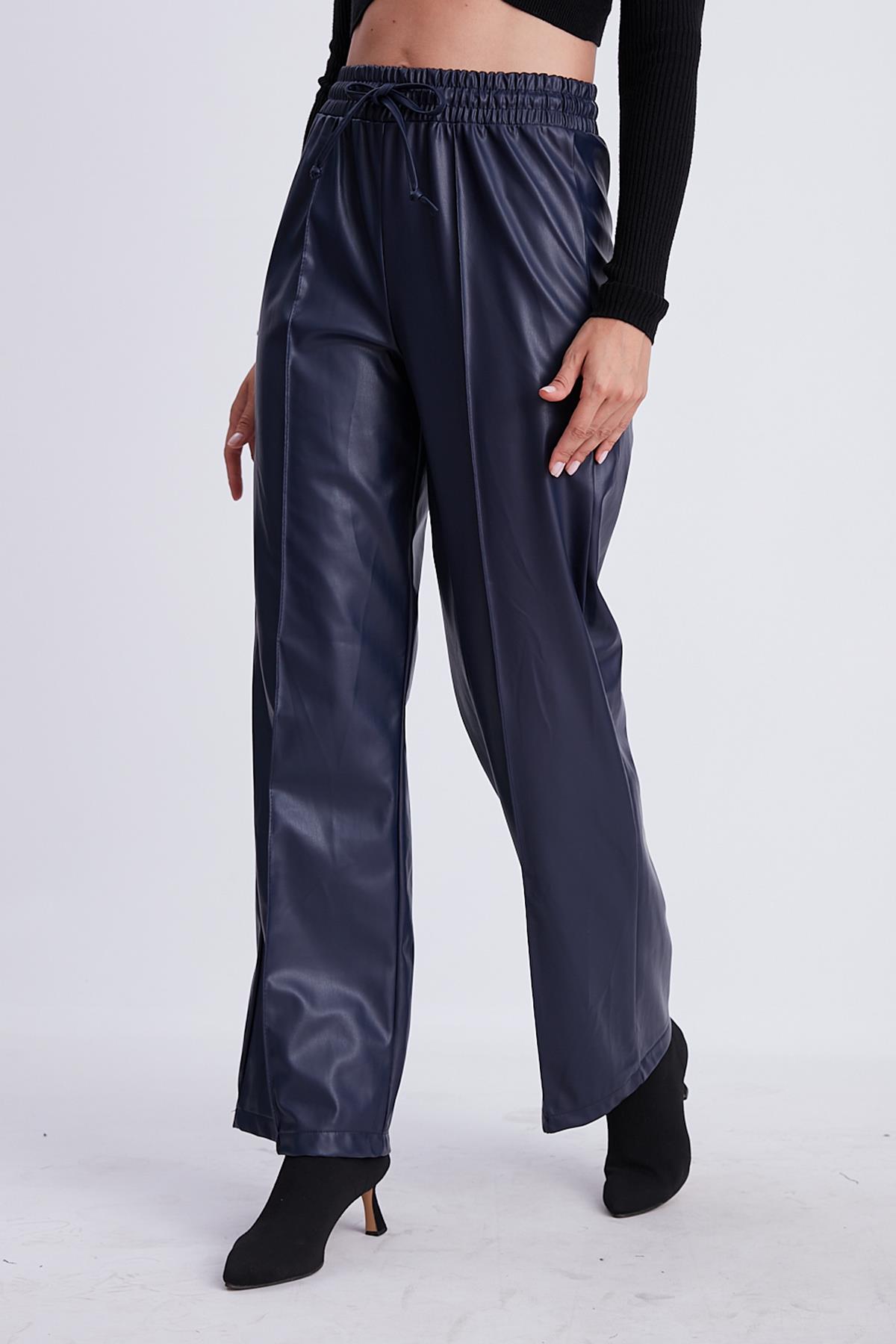 50896 NERVÜRLÜ DERİ PANTOLON(50741) LACİVERT