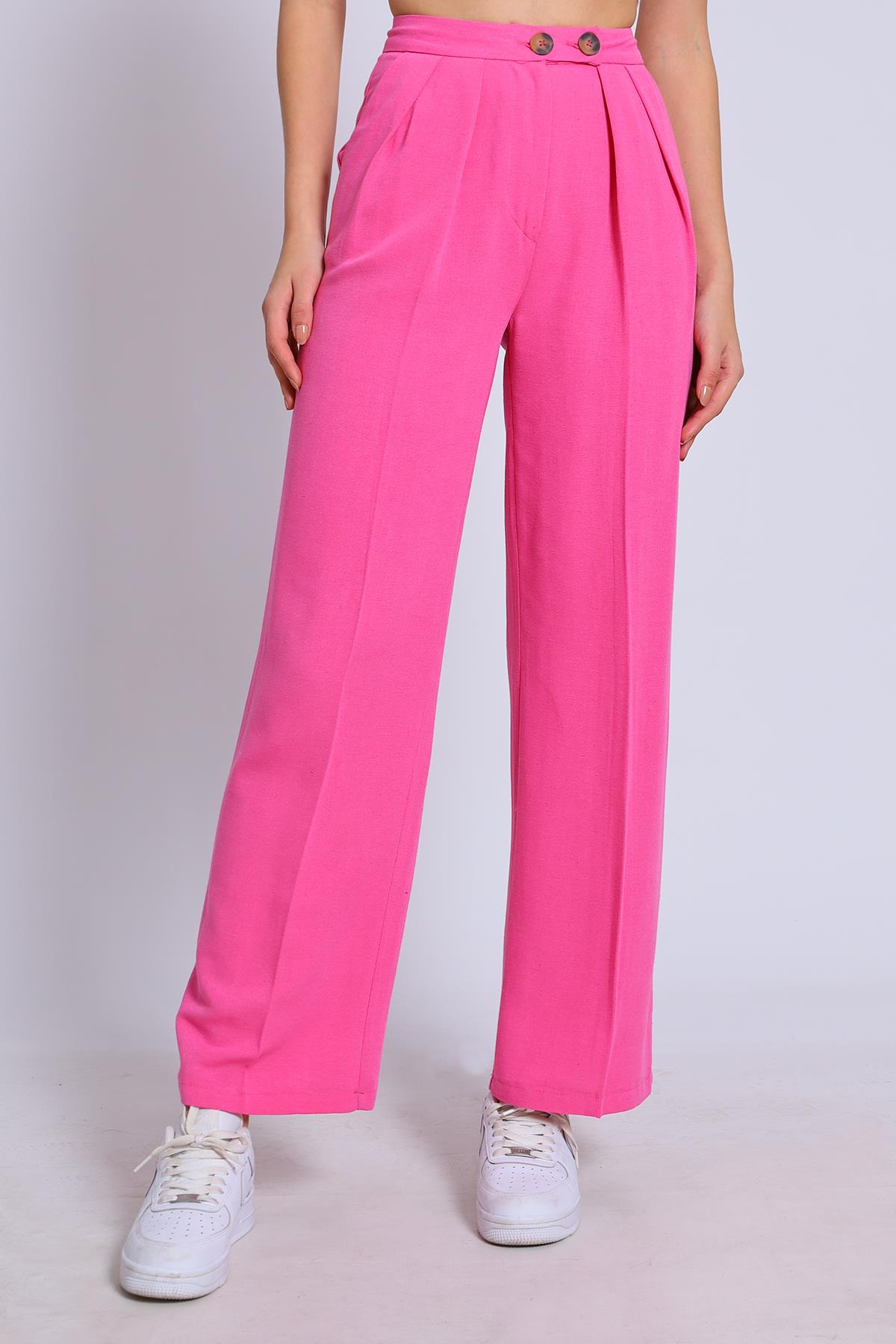 50467 VİSKON KETEN PANTOLON FUŞYA