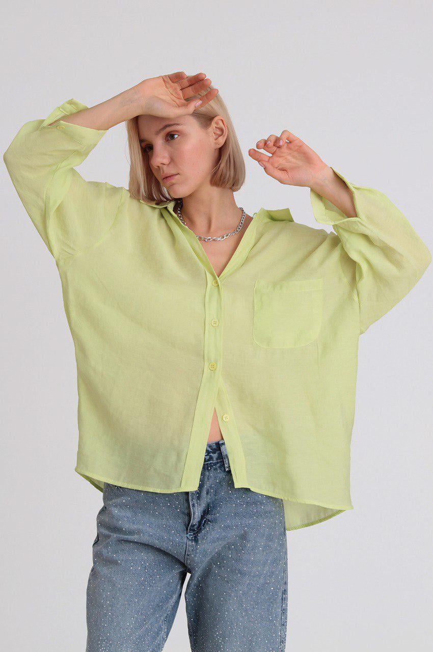 4612 DÜŞÜK OMUZLU OVERSİZE GÖMLEK NEON SARI