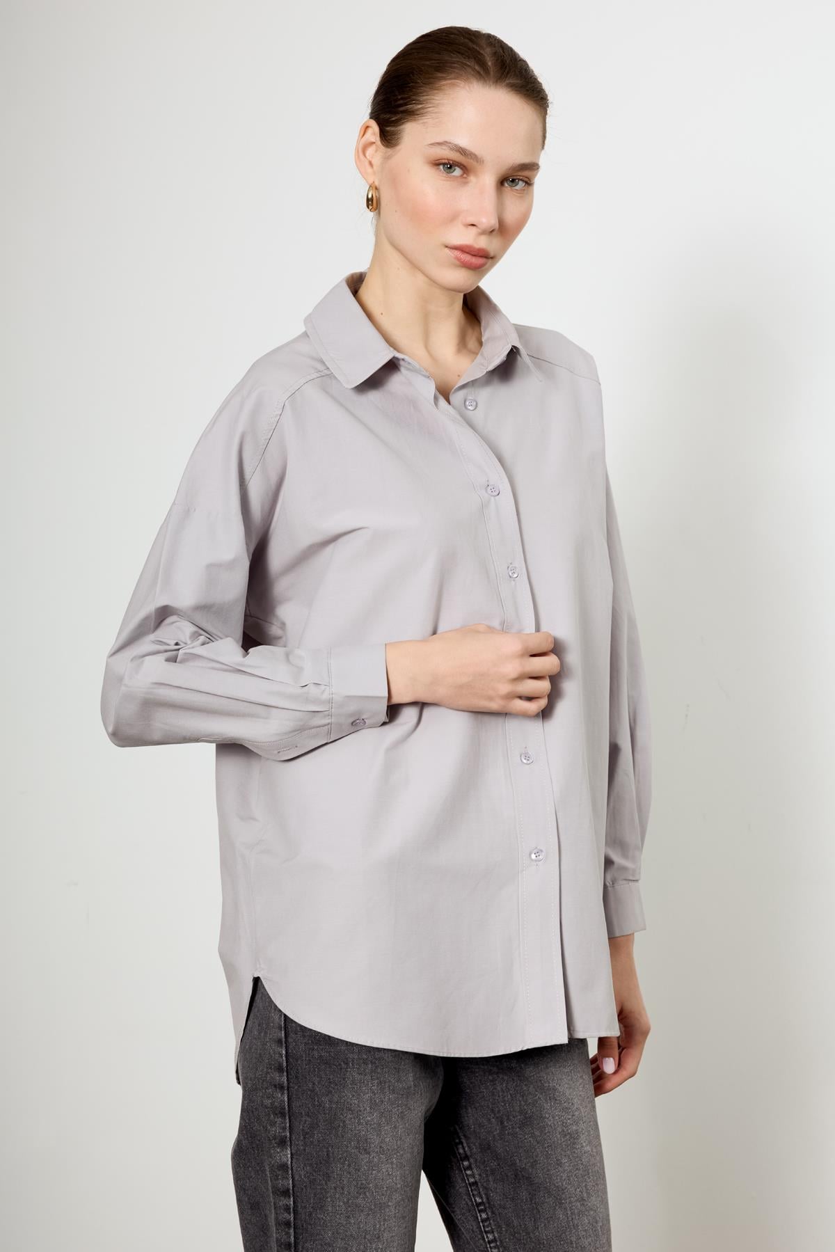 4943 POPLİN GÖMLEK GRİ