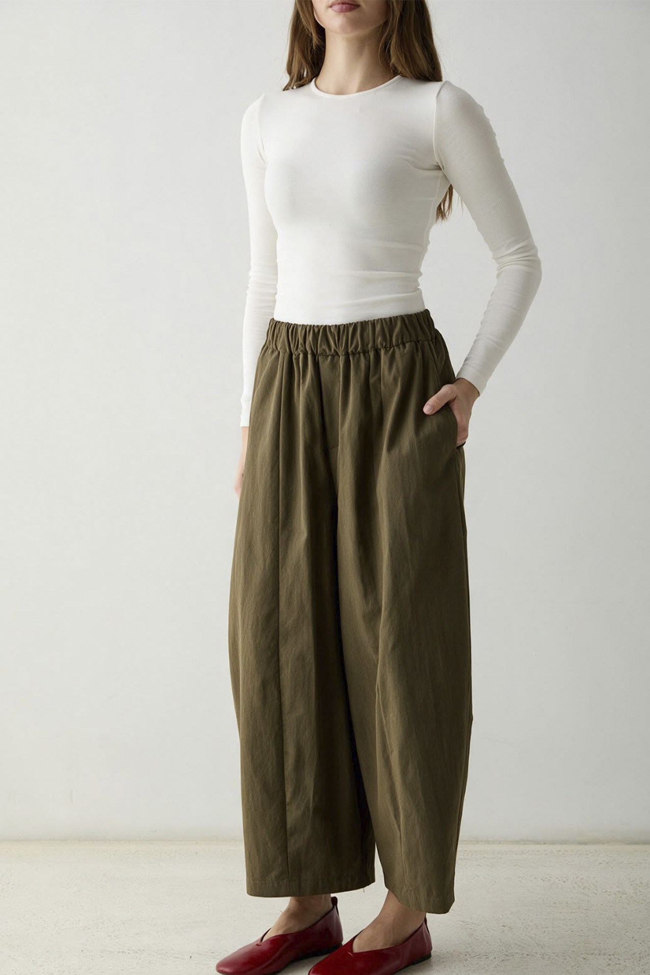 51496 LASTİKLİ BARREL PANTOLON HAKİ