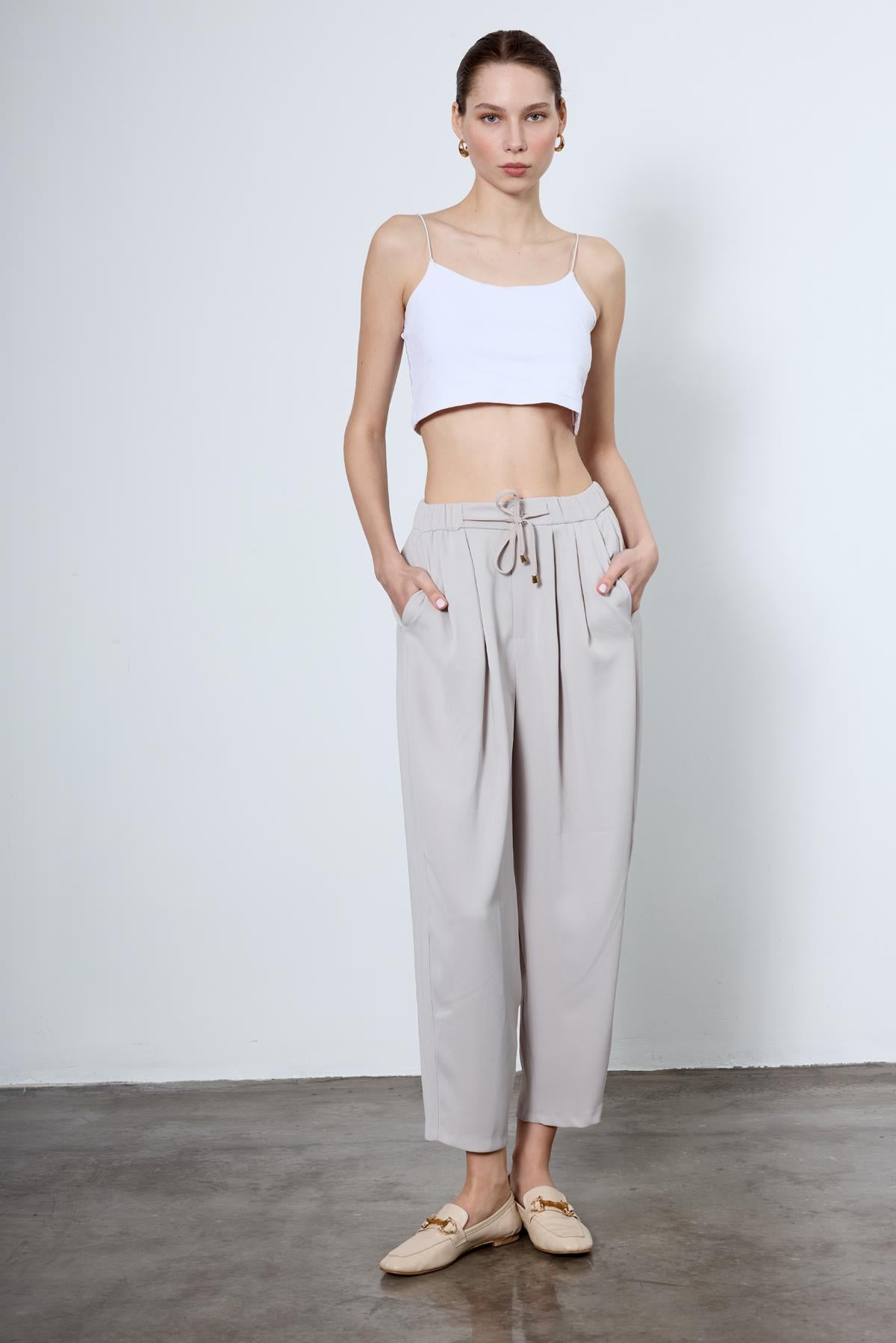 51111 PİLİLİ PANTOLON TAŞ