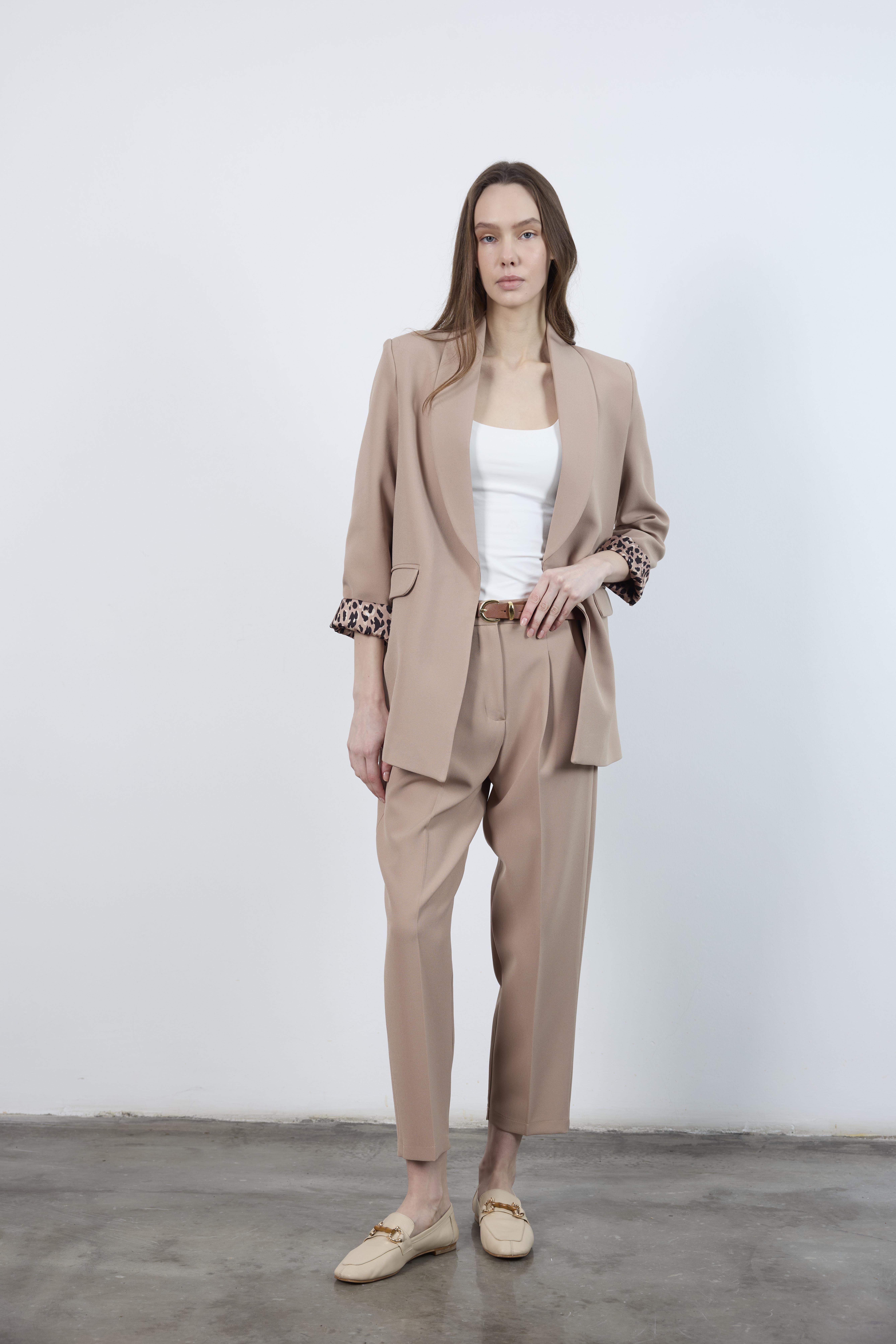 50938 KEMERLİ PANTOLON BEJ