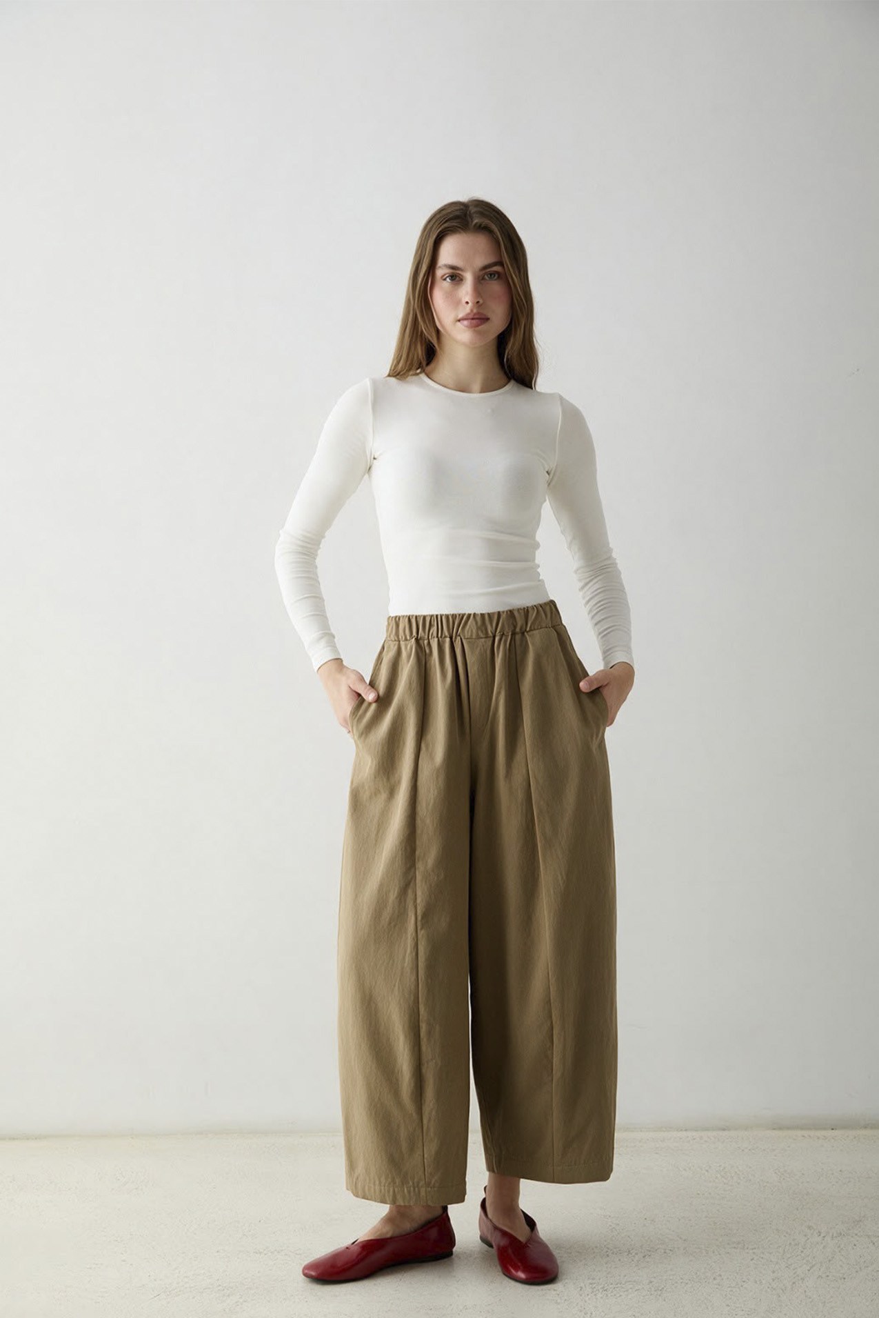 51496 LASTİKLİ BARREL PANTOLON CAMEL