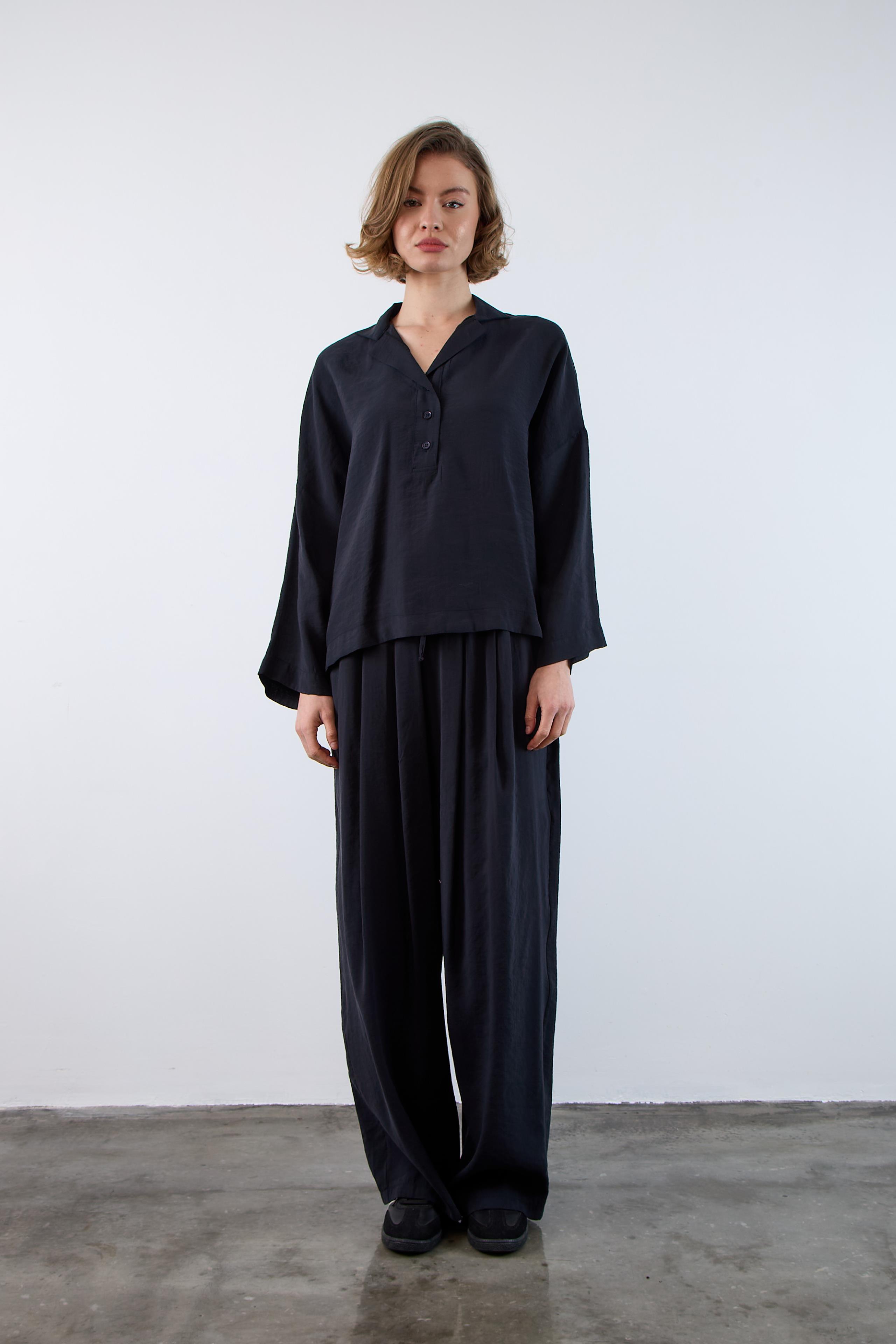 4953 POLO YAKA BLUZ SİYAH