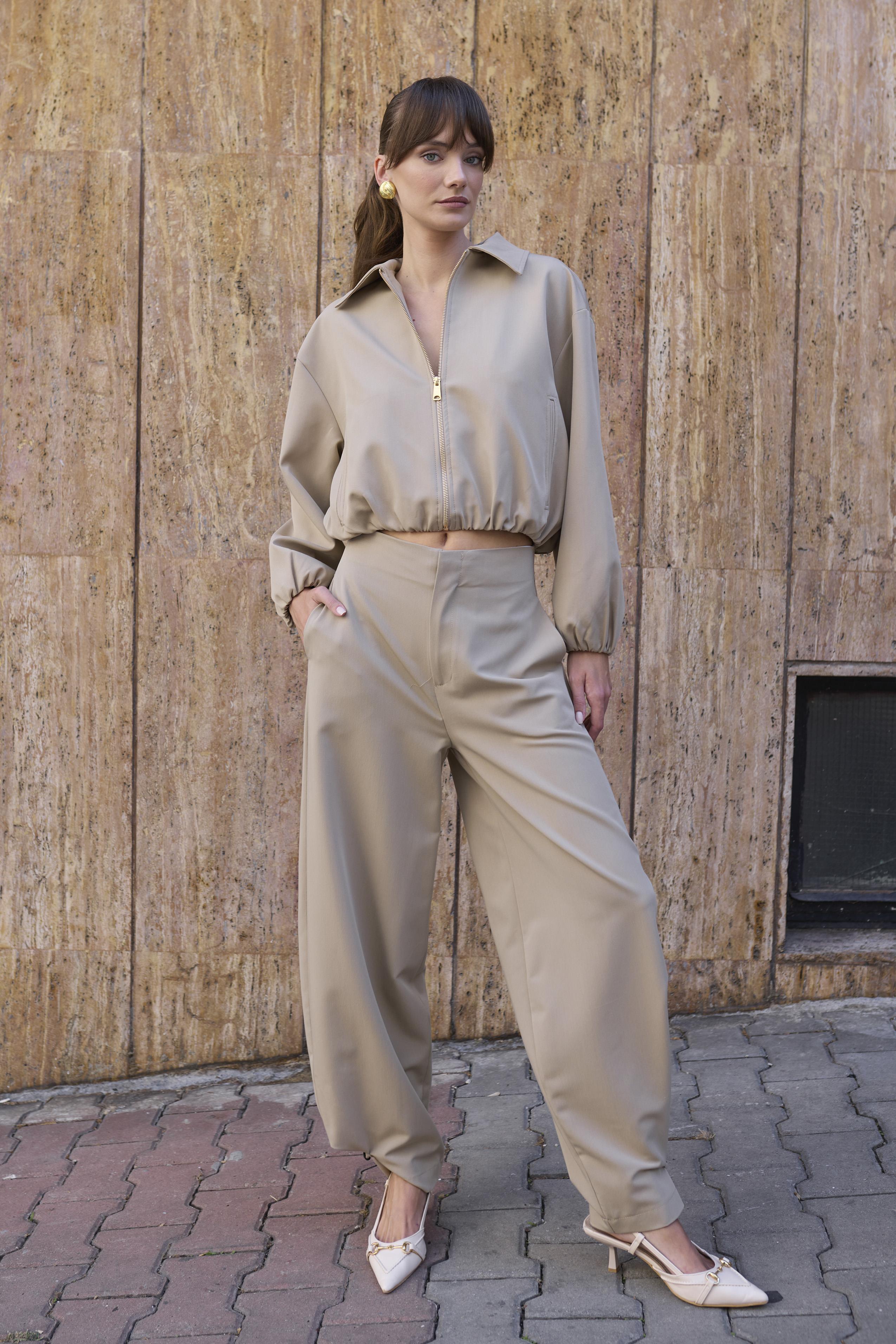 51216 POLİVİSKON PANTOLON CAMEL