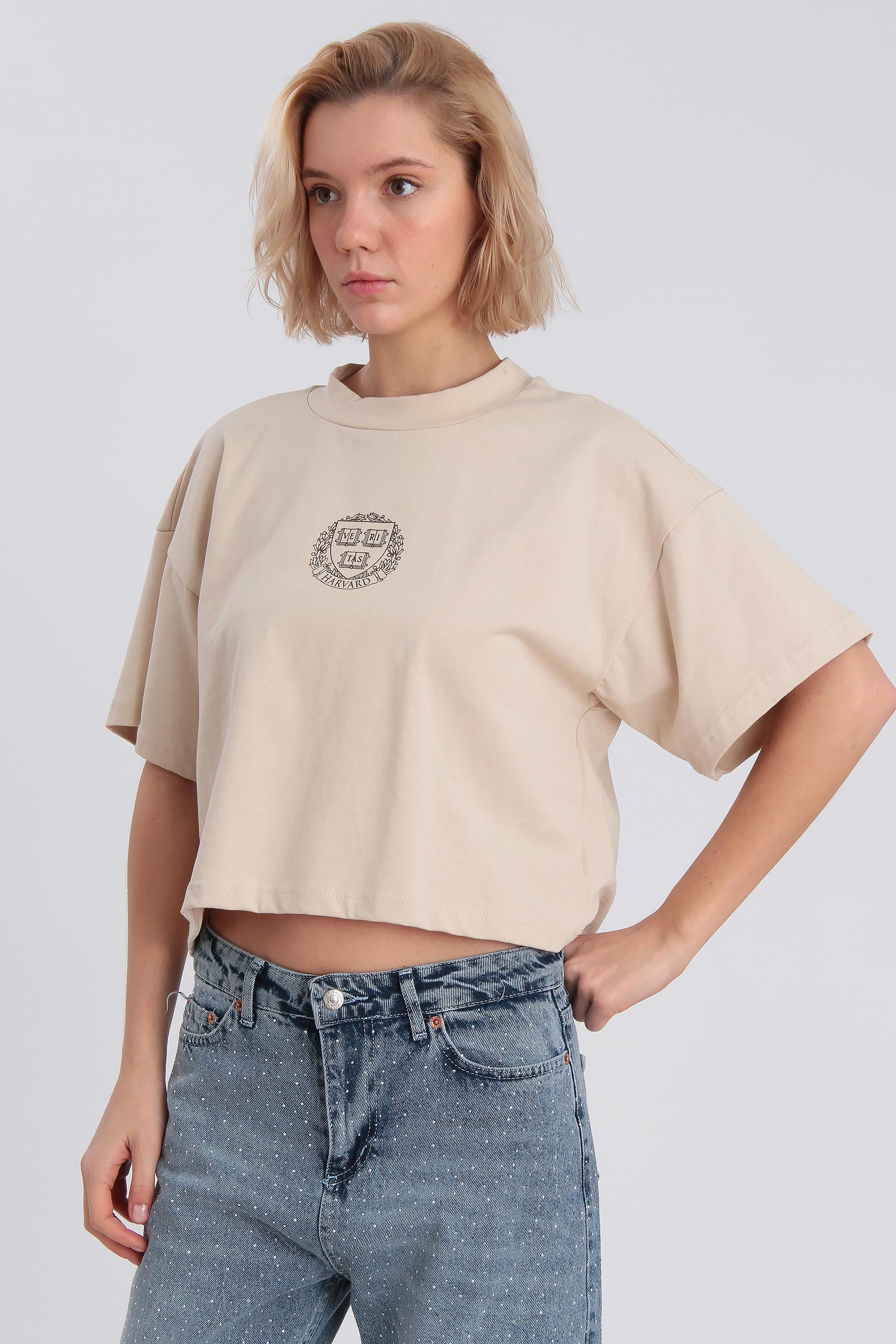 0021 HARVARD BASKILI TİŞÖRT TAŞ