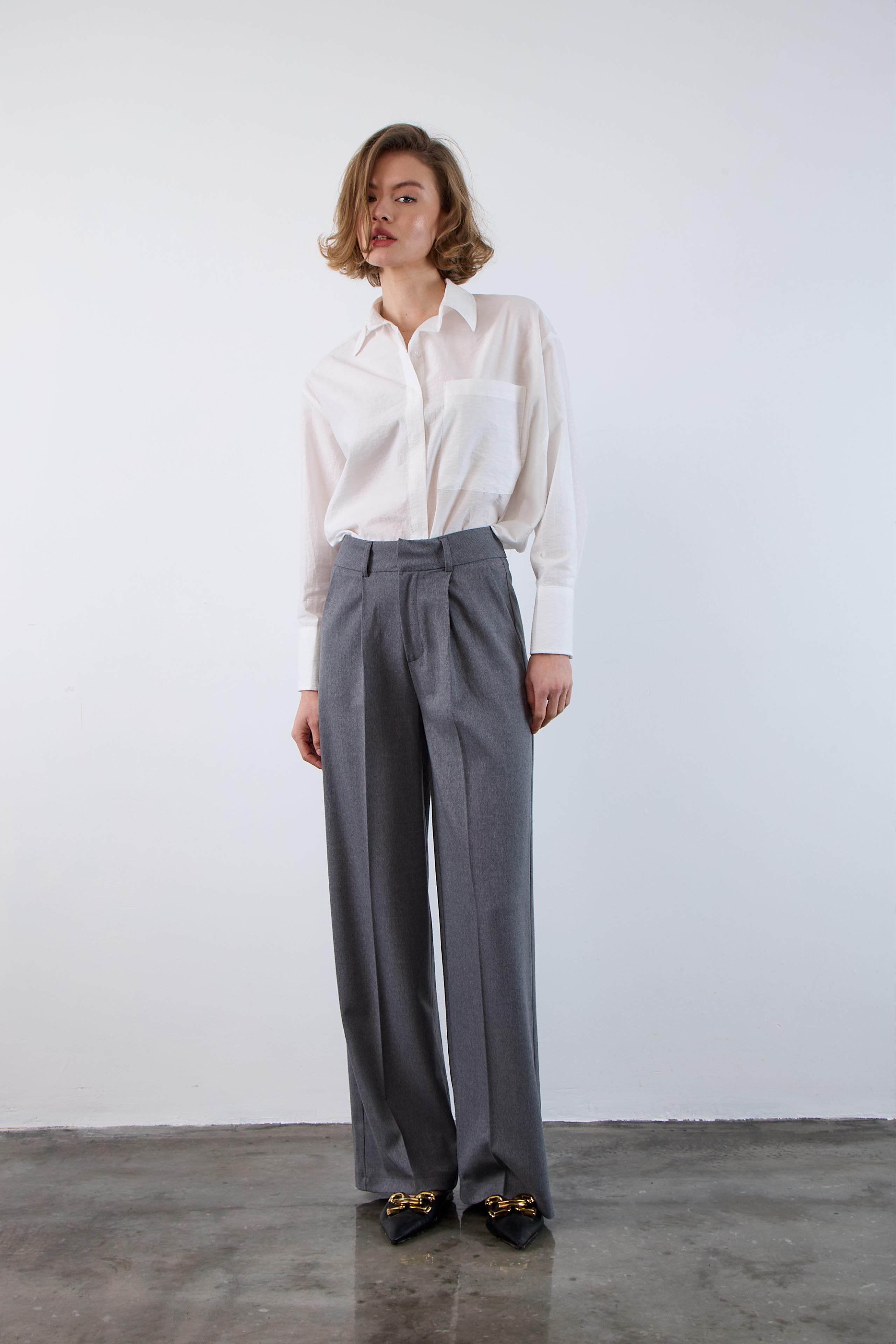 51093 PİLİLİ PALAZZO PANTOLON GRİ